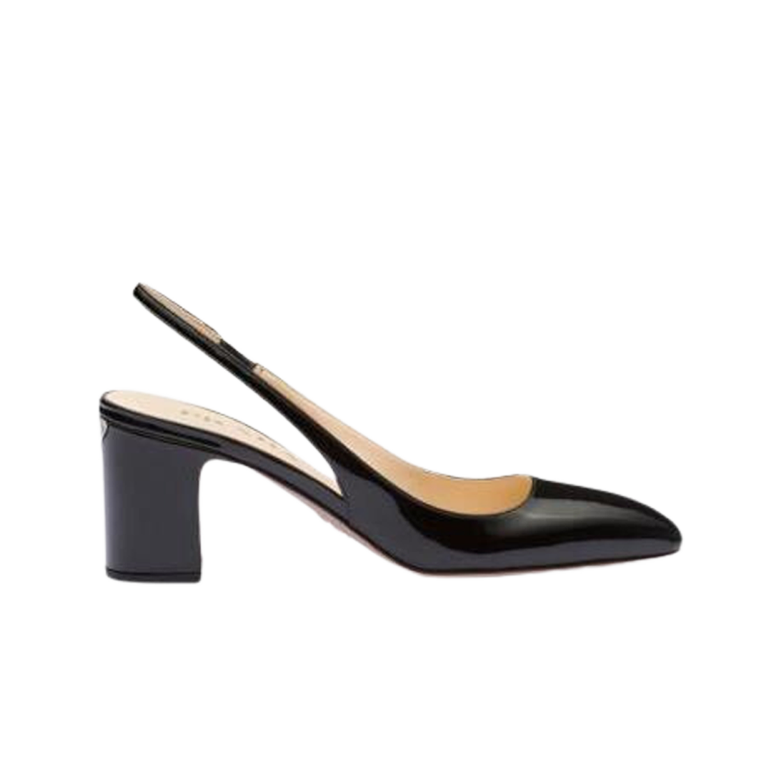 1I919M-069-F0002 (W) Prada Patent Leather Slingback Pumps Black