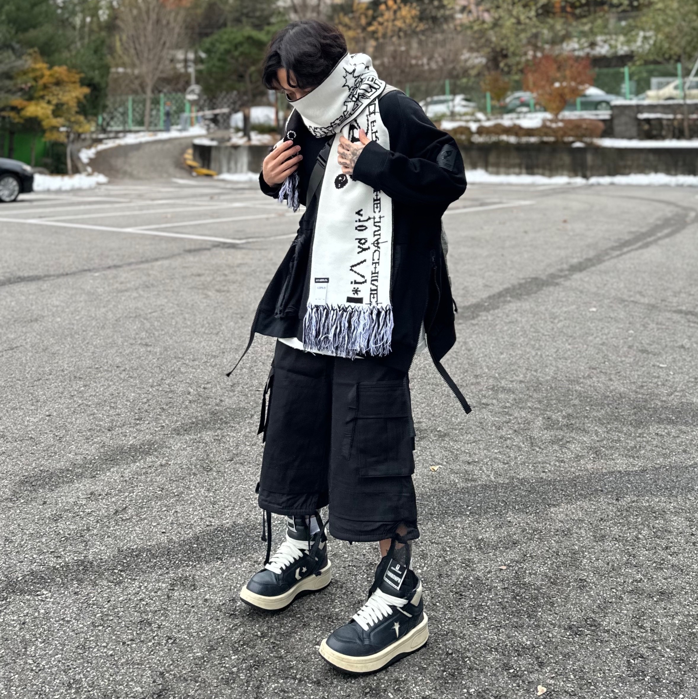 Converse x Drkshdw Turbowpn Black Cream 착용 스타일 - 2