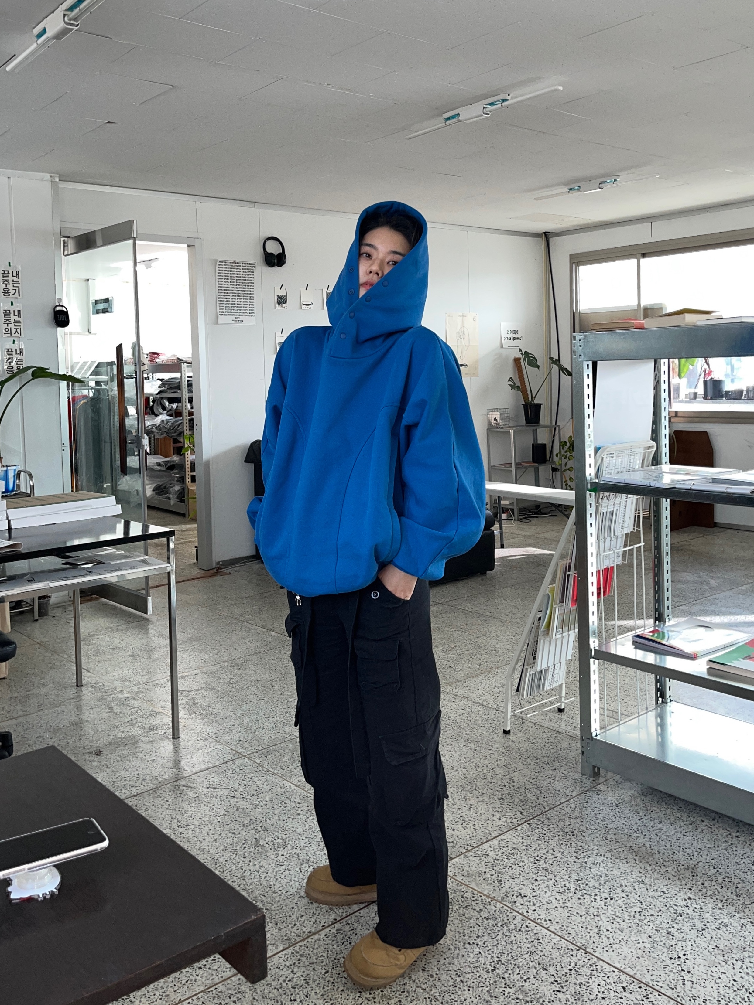 Grailz Geometry Hoodie Azzuri Blue 착용 스타일 - 1