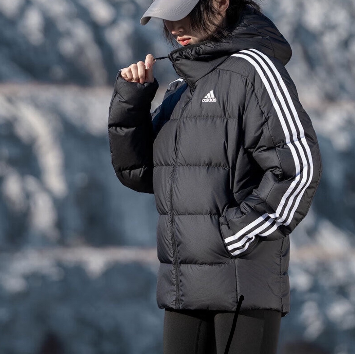 Adidas Sport Performance 3-Stripes Padded Jacket Black - KR Sizing 착용 스타일