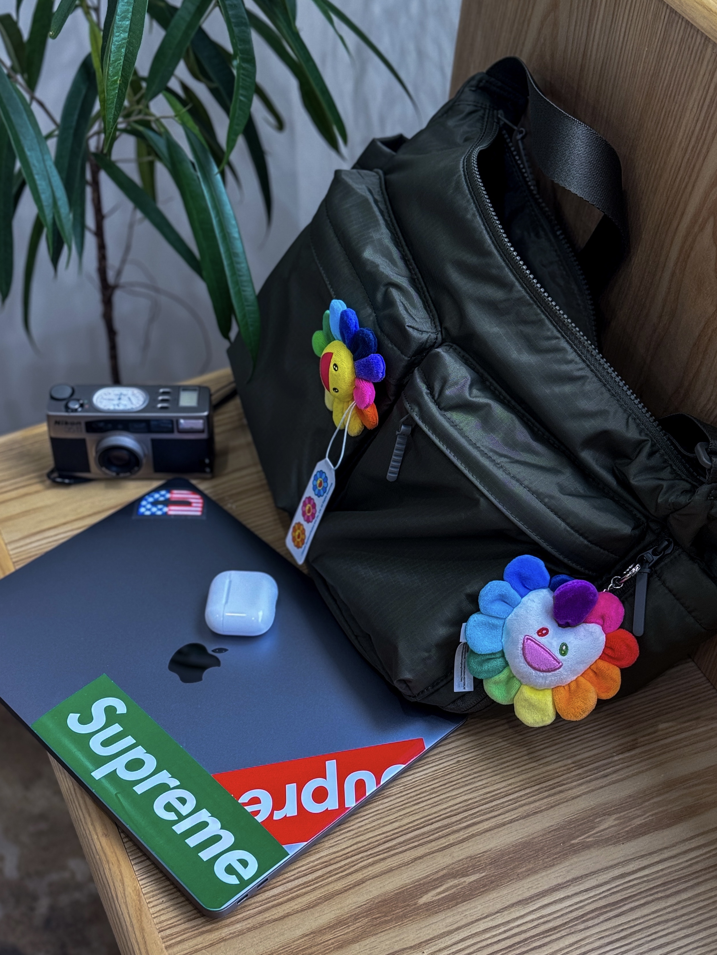 Apple AirPods 4th Gen with Active Noise Cancellation (Korean Ver.), NewJeans x Murakami Plush Keyring Flower 착용 스타일