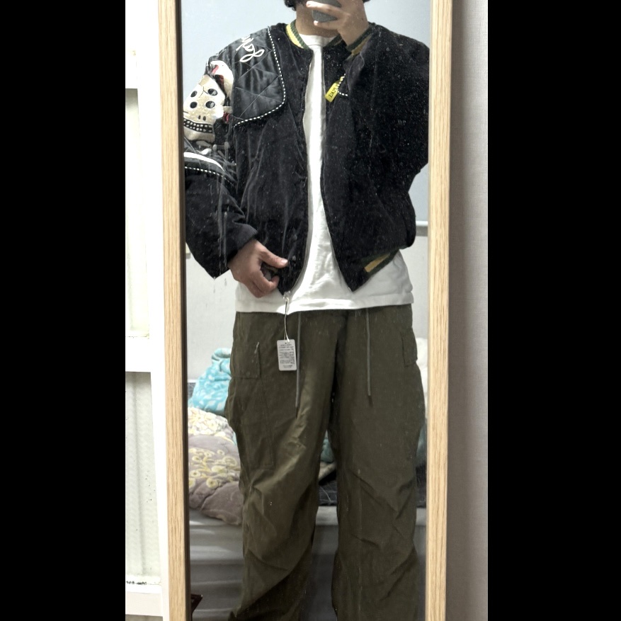 Kapital Velveteen Sham Rain Skull and Snake Bomber Jacket Black 착용 스타일 - 1
