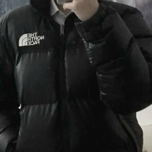(W) The North Face 1996 Eco Nuptse Jacket Black 착용 스타일
