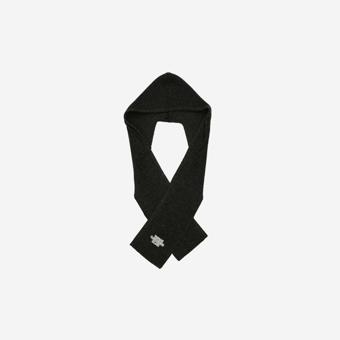 Serra Muffler Charcoal Flatwave Serra Wool Hooded Muffler Charcoal