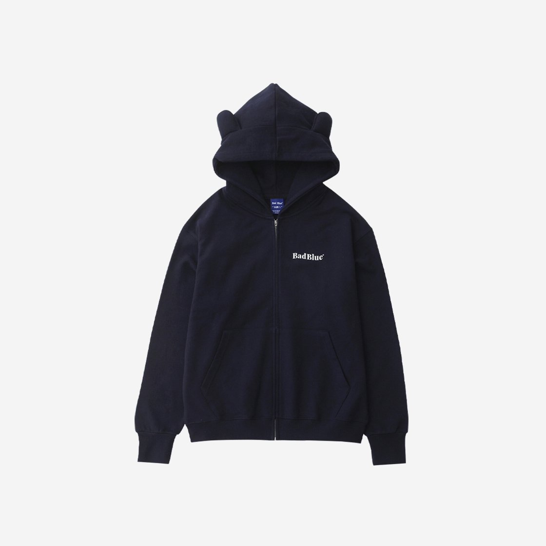 배드블루 베어 이어 집업 후디 네이비(BadBlue Bear Ear Zipup Hoodie Navy)