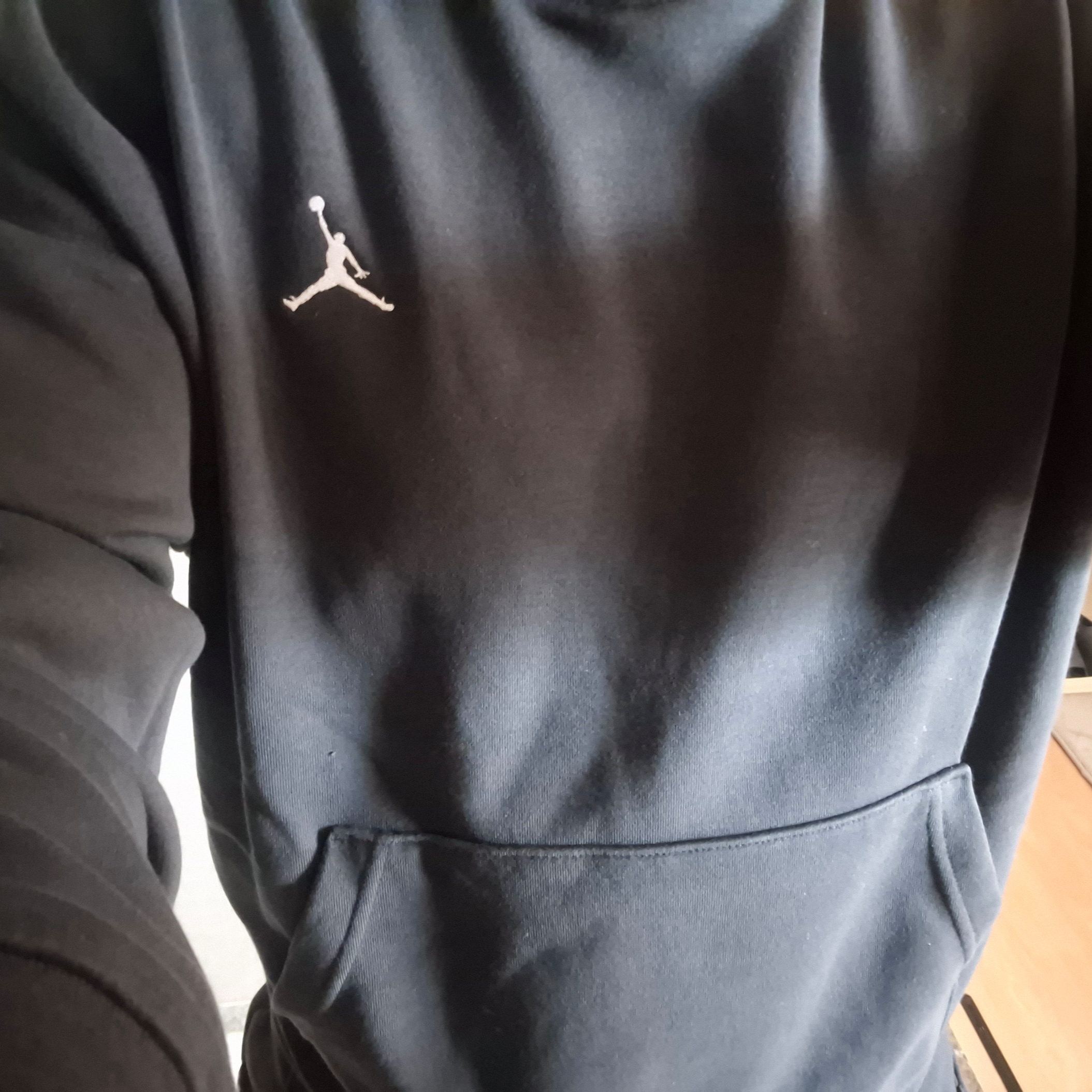 Jordan Essentials Loopback Fleece Pullover Hoodie Black - Asia 착용 스타일