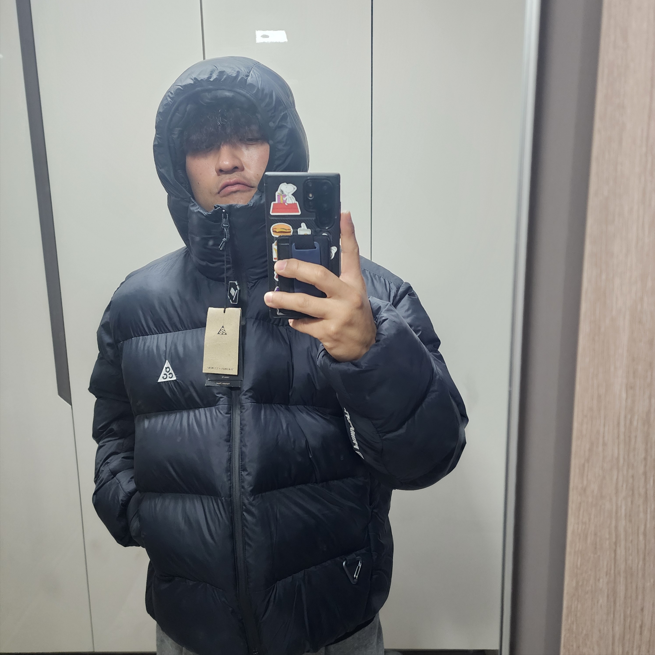 Nike ACG Therma-Fit ADV Lunar Lake Loose Hooded Jacket Black Summit White - Asia 착용 스타일 - 1