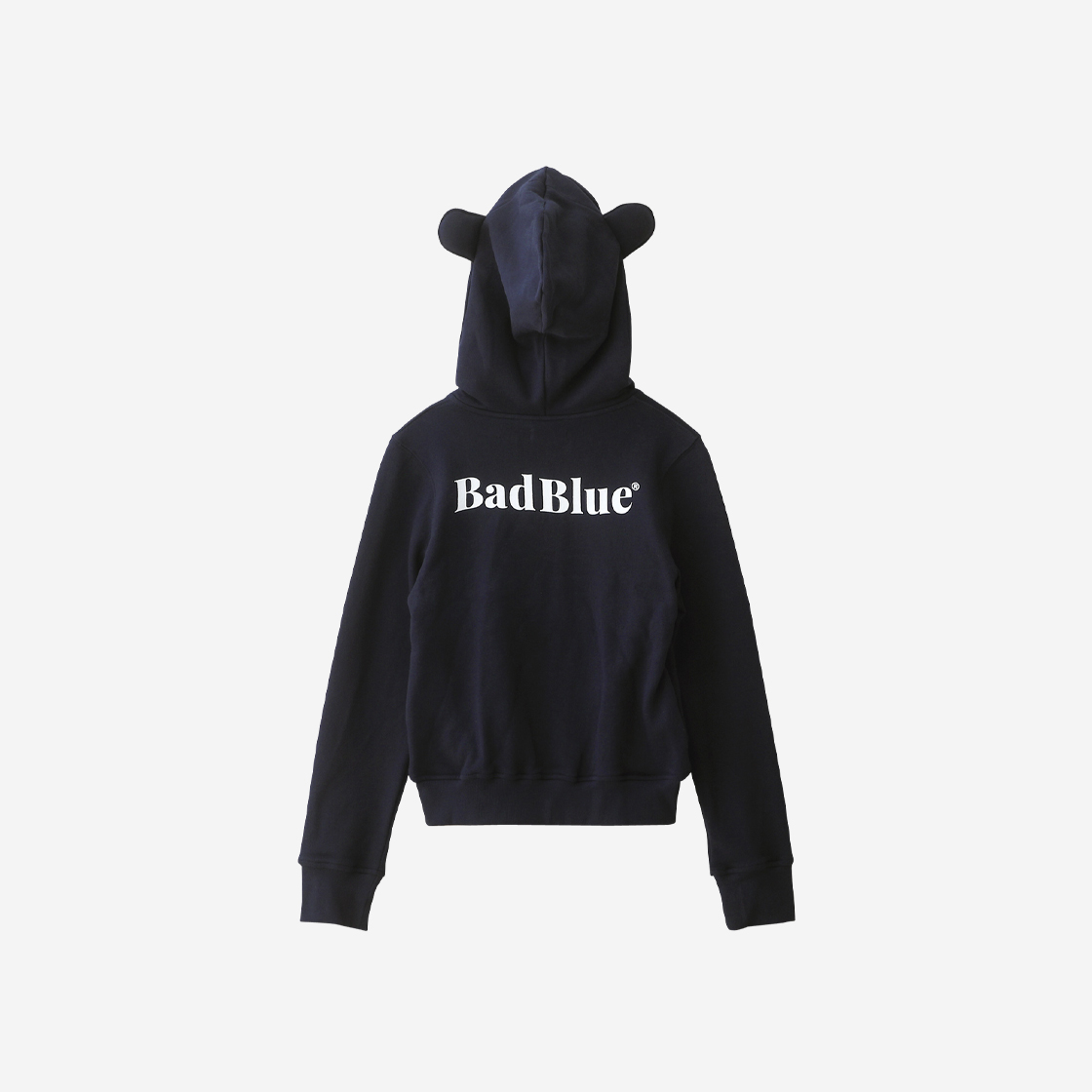 배드블루 베어 이어 집업 크롭 후디 네이비(BadBlue Bear Ear Zipup Crop Hoodie Navy)