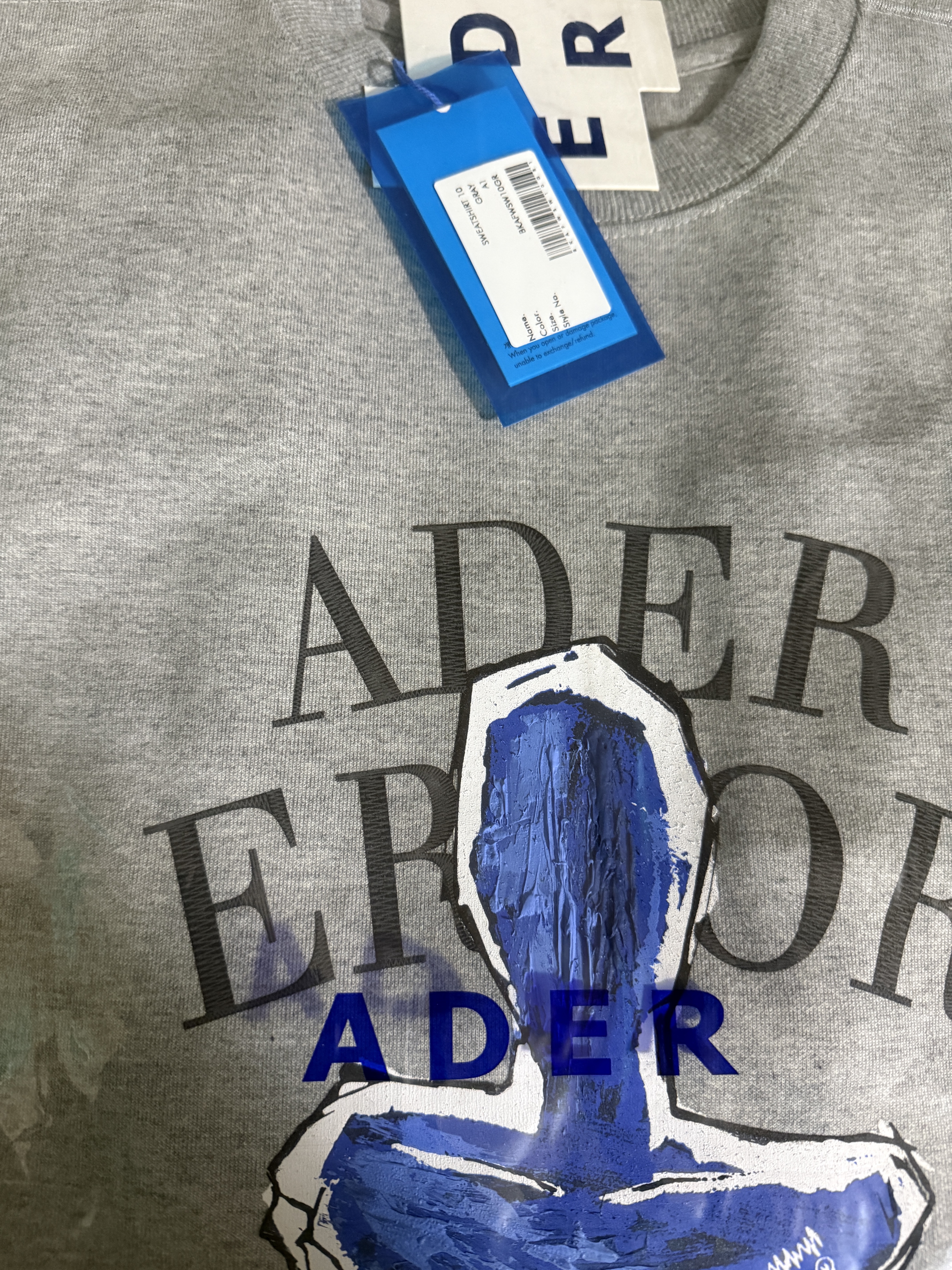 Ader Error Portrait Trophy Logo Sweatshirt Grey 착용 스타일