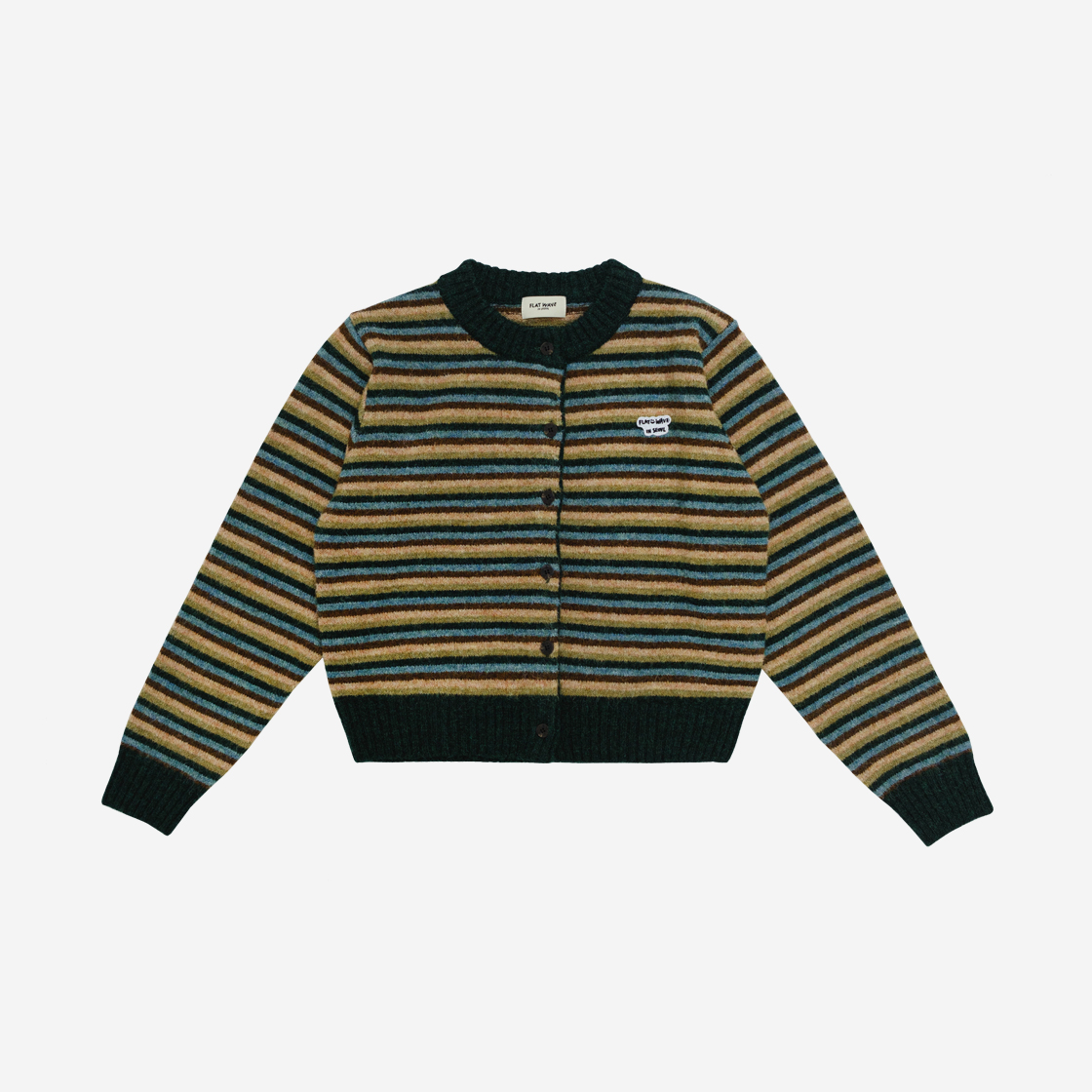 플랫웨이브 로아 스트라이프 가디건 그린