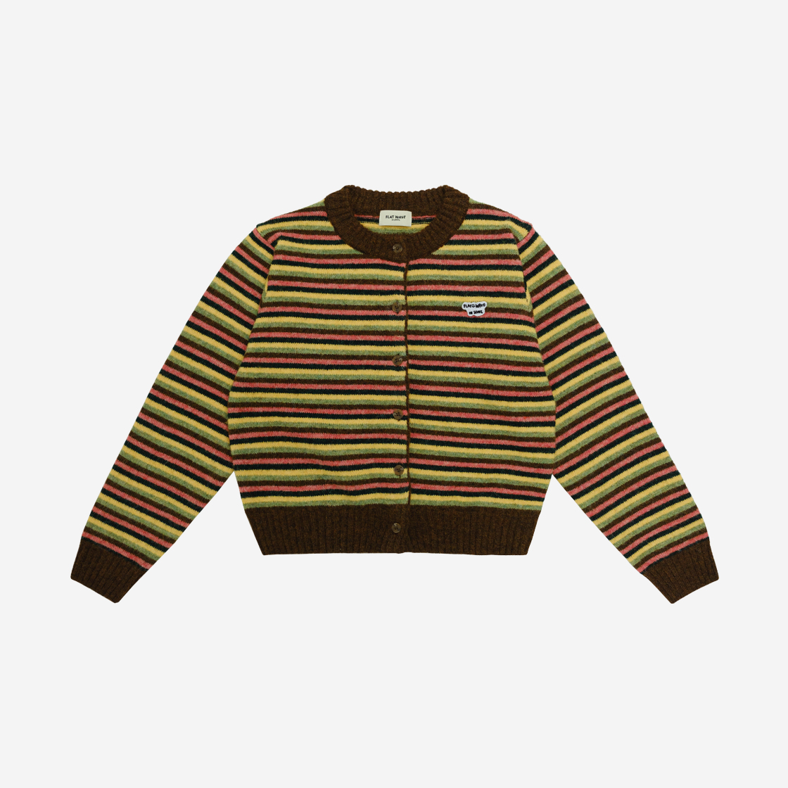 플랫웨이브 로아 스트라이프 가디건 브라운