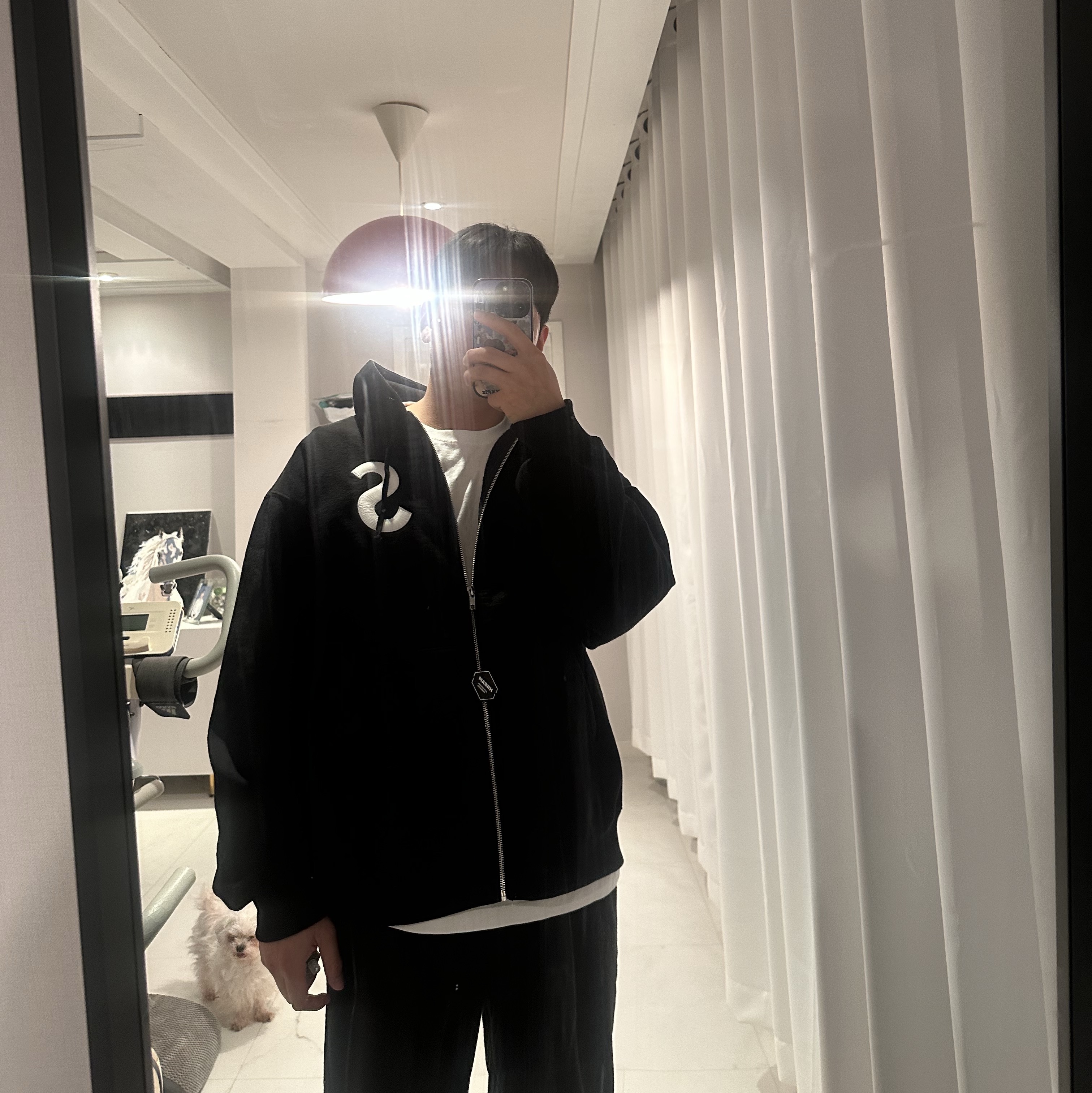 Supreme S Logo Zip Up Hooded Sweatshirt Black - 24FW 착용 스타일
