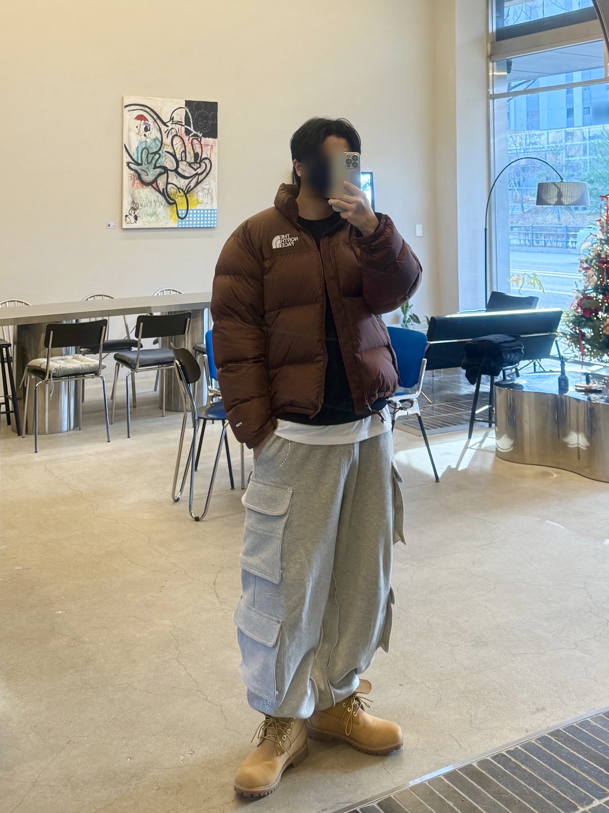The North Face 1996 Retro Nuptse Jacket Dark Oak, Timberland Premium 6 inch Waterproof Boot Wheat Nubuck - Wide 착용 스타일 - 1