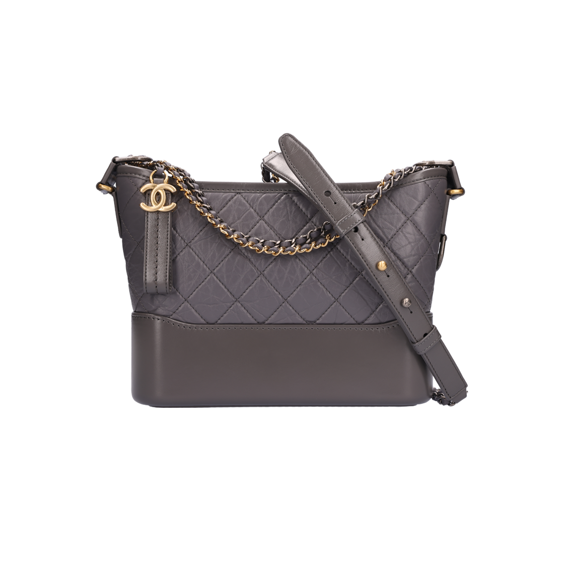 샤넬 AS1521 가브리엘 미디움 호보백 빈티지 카프스킨 그레이 금장