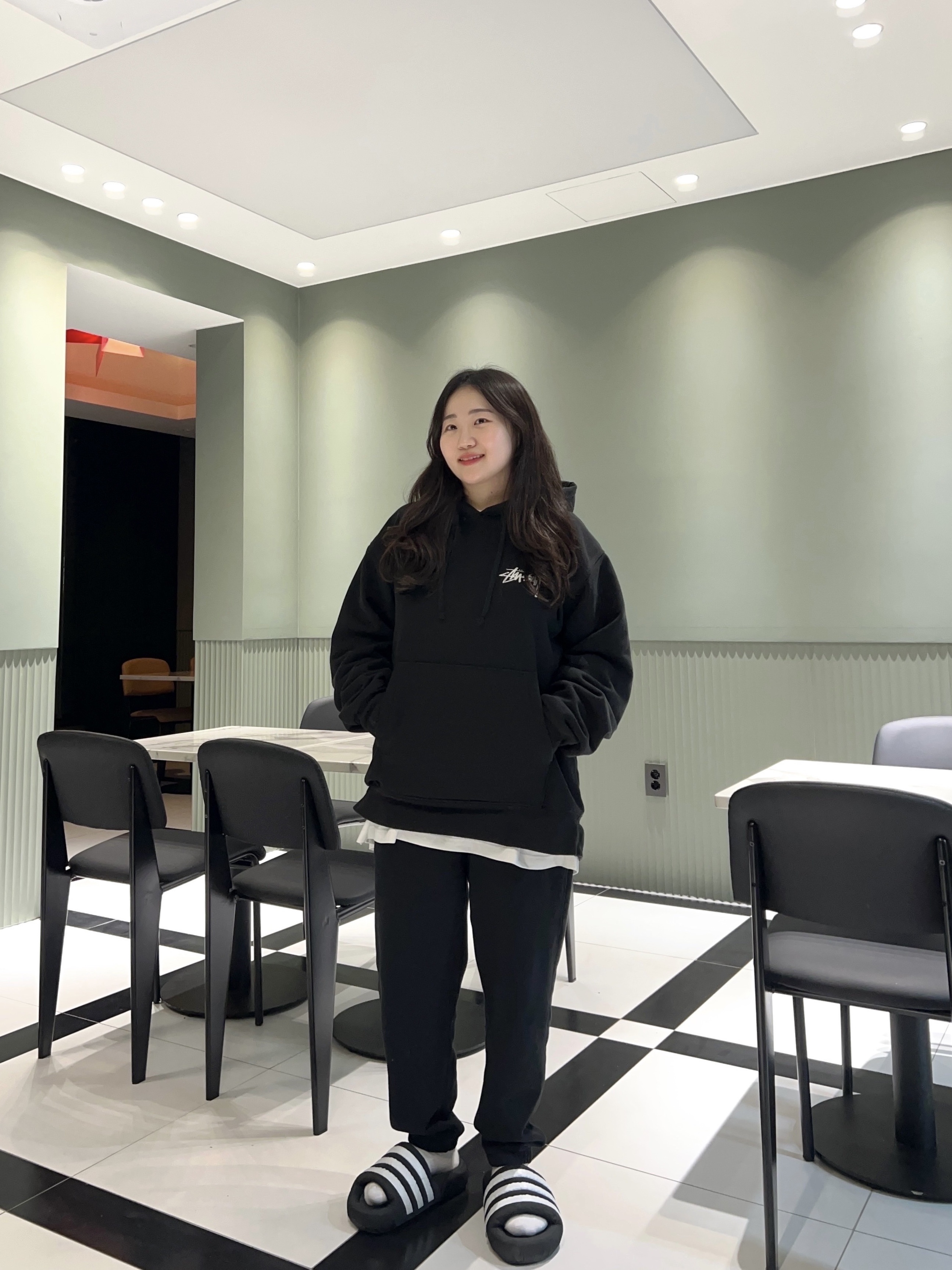 Stussy Cherries Hoodie Black, Nike NRG Solo Swoosh Fleece Pants Black White - Asia 착용 스타일 - 2