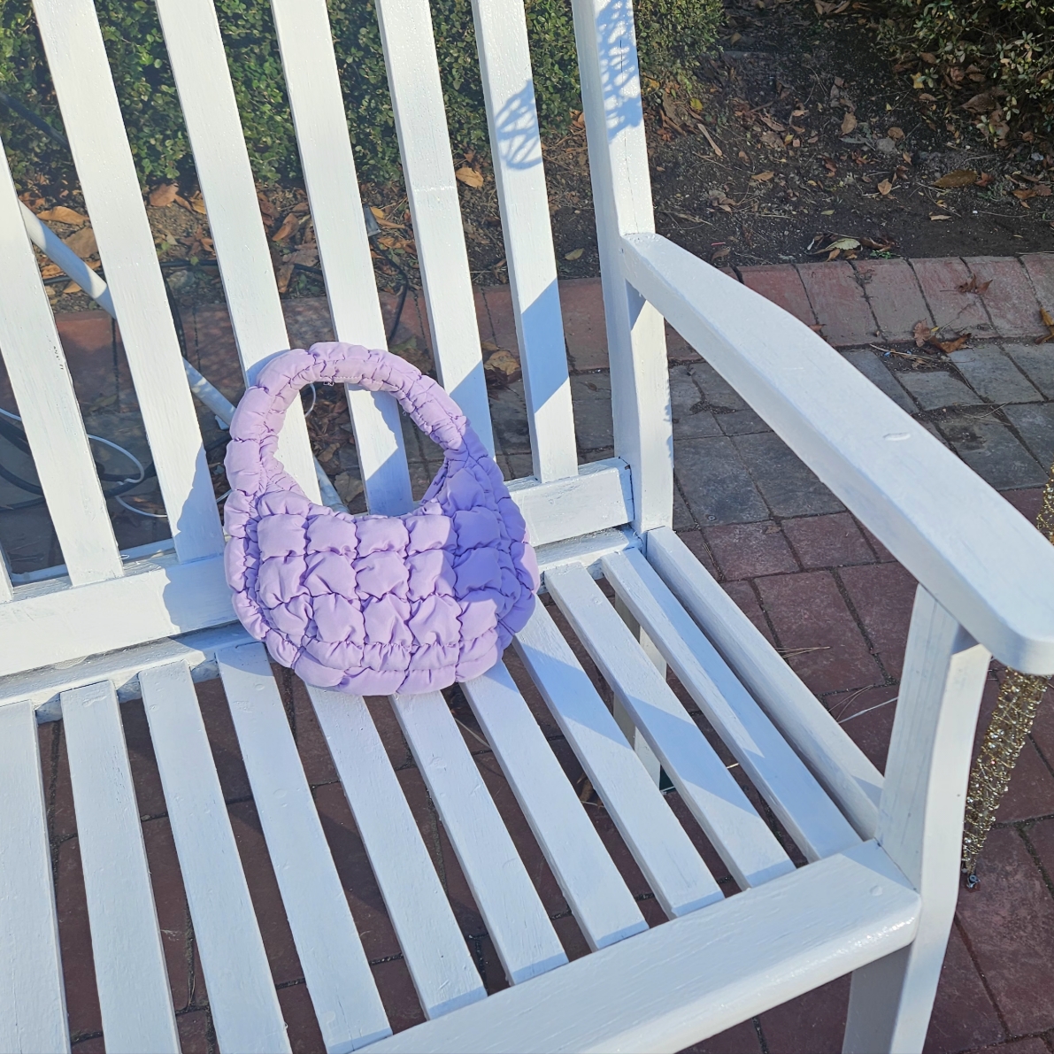 COS Quilted Micro Bag Purple 착용 스타일 - 3