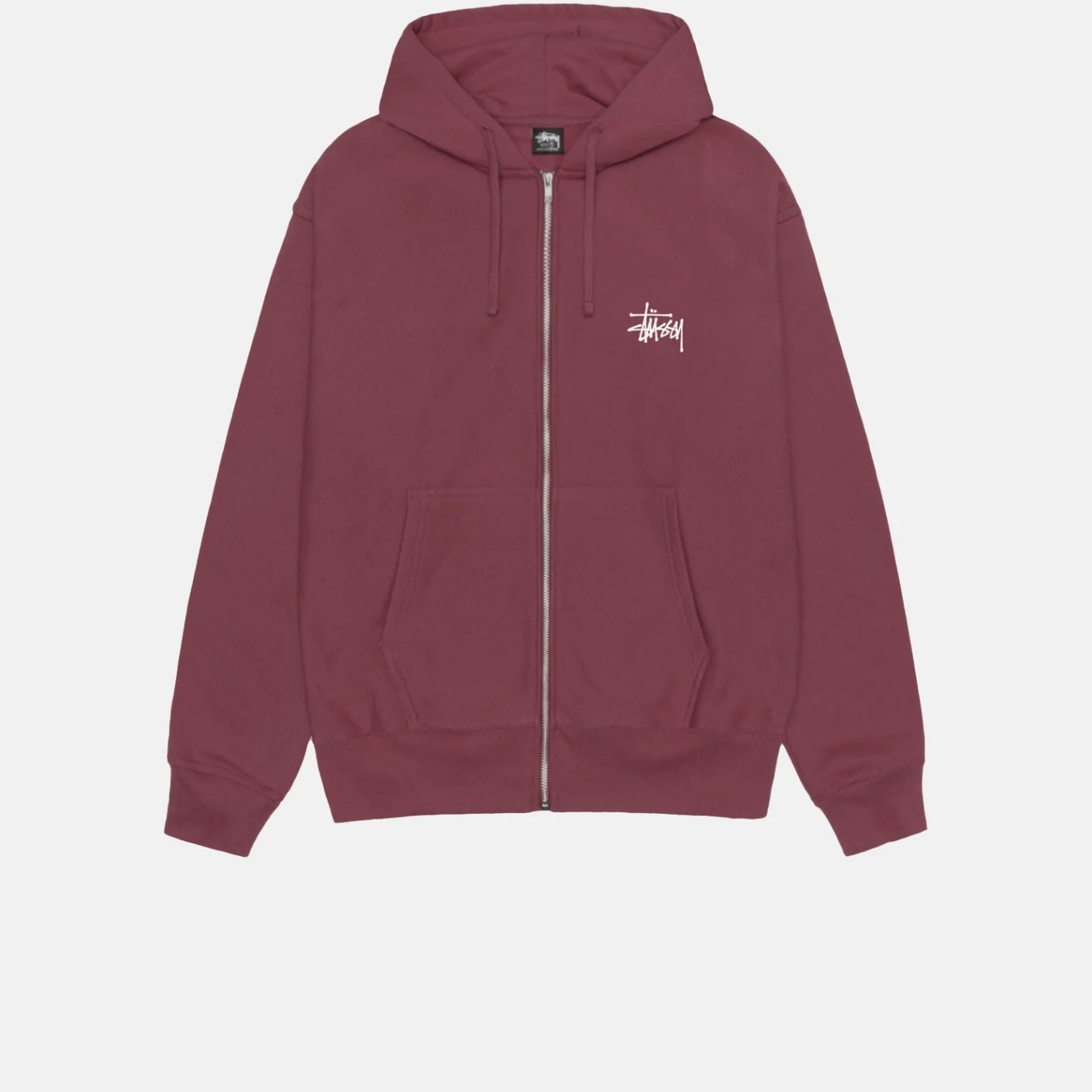 Stussy Basic Stussy Zip Hoodie Oxblood 2024, Supreme Snow White T-Shirt White - 24FW 착용 스타일 - 1
