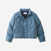BadBlue Heart Puffer Jacket Check Blue