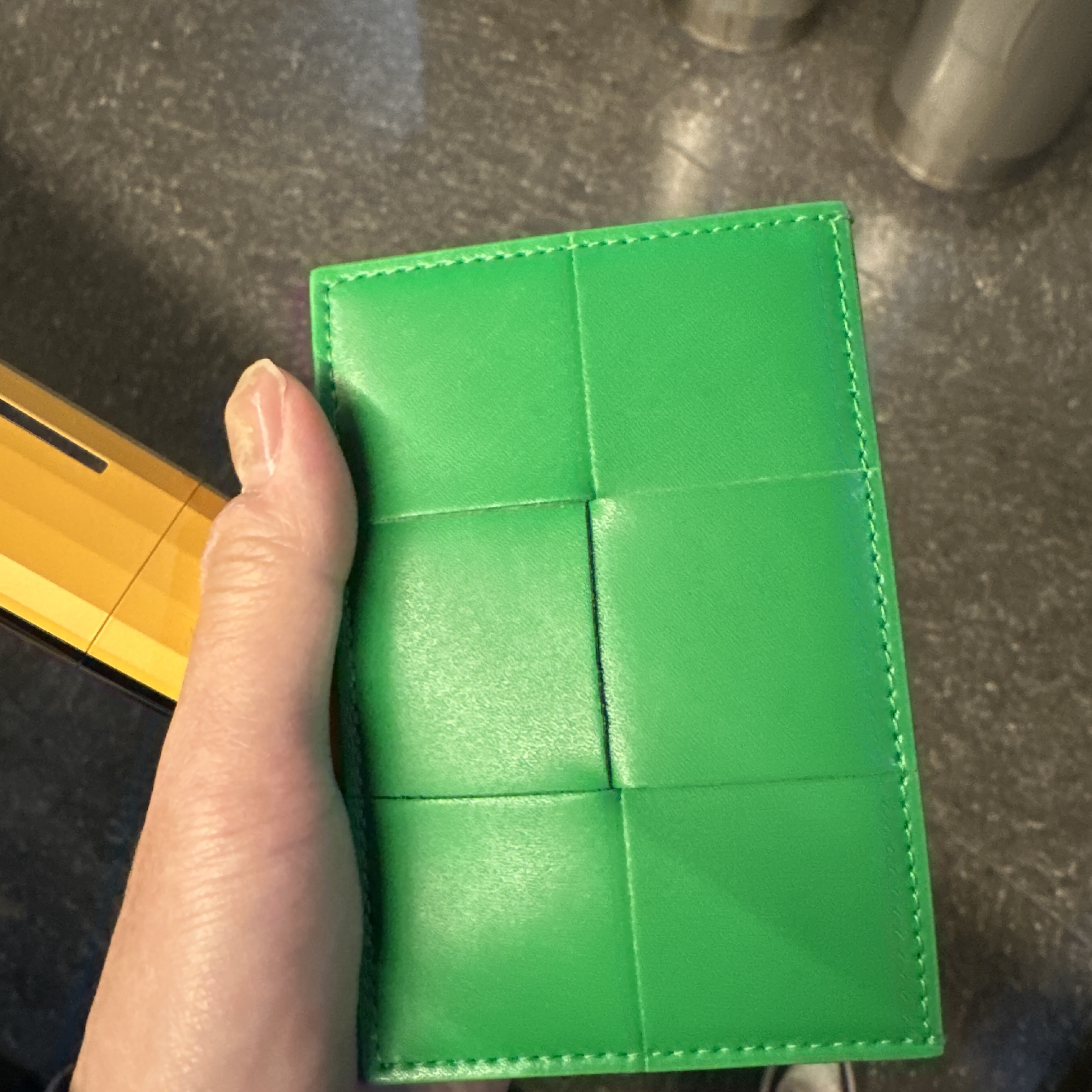 Bottega Veneta Credit Card Case Calfskin Parakeet 착용 스타일