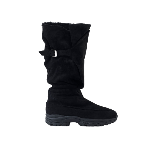 nt31058B NegativeThree Belted Slouchy Shearling Boots Black