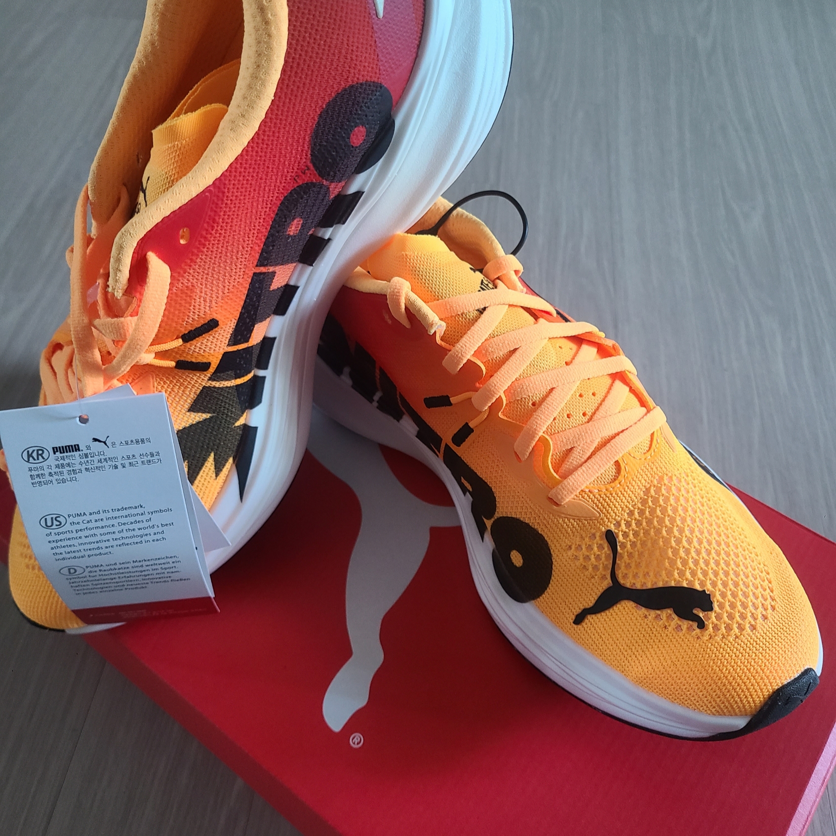 Puma Deviate Nitro 3 Fade Sun Stream Sunset Glow 착용 스타일