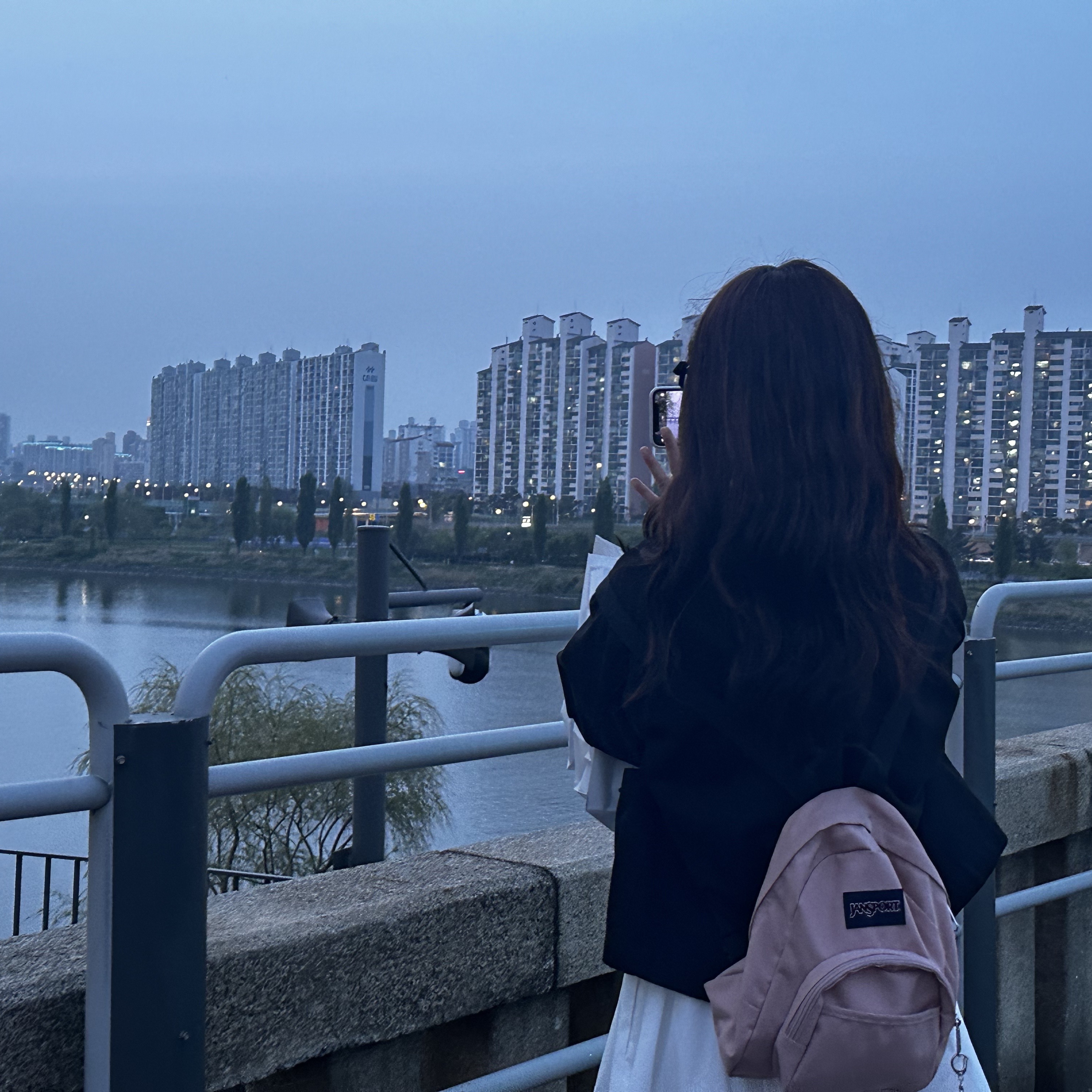 Jansport Half Pint Mini Backpack Misty Rose 착용 스타일