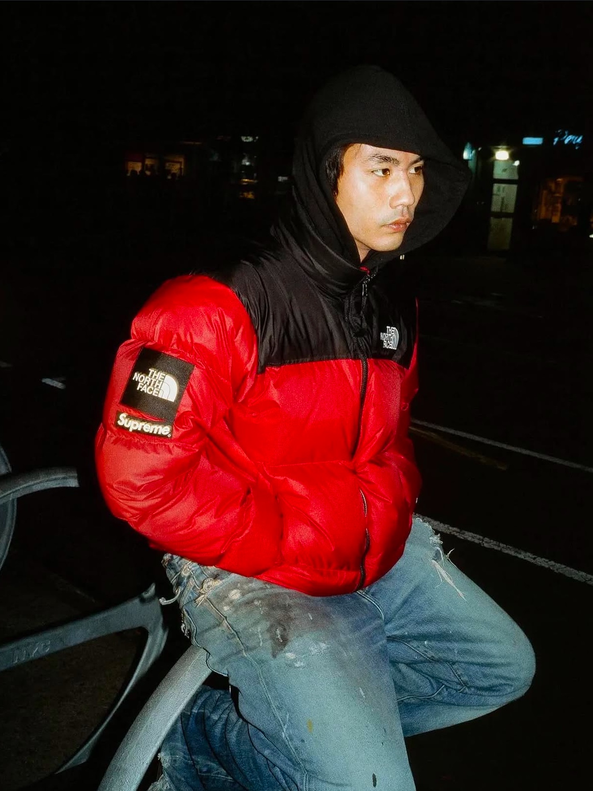 Supreme x The North Face Nuptse Jacket Red - 24FW 착용 스타일 - 3