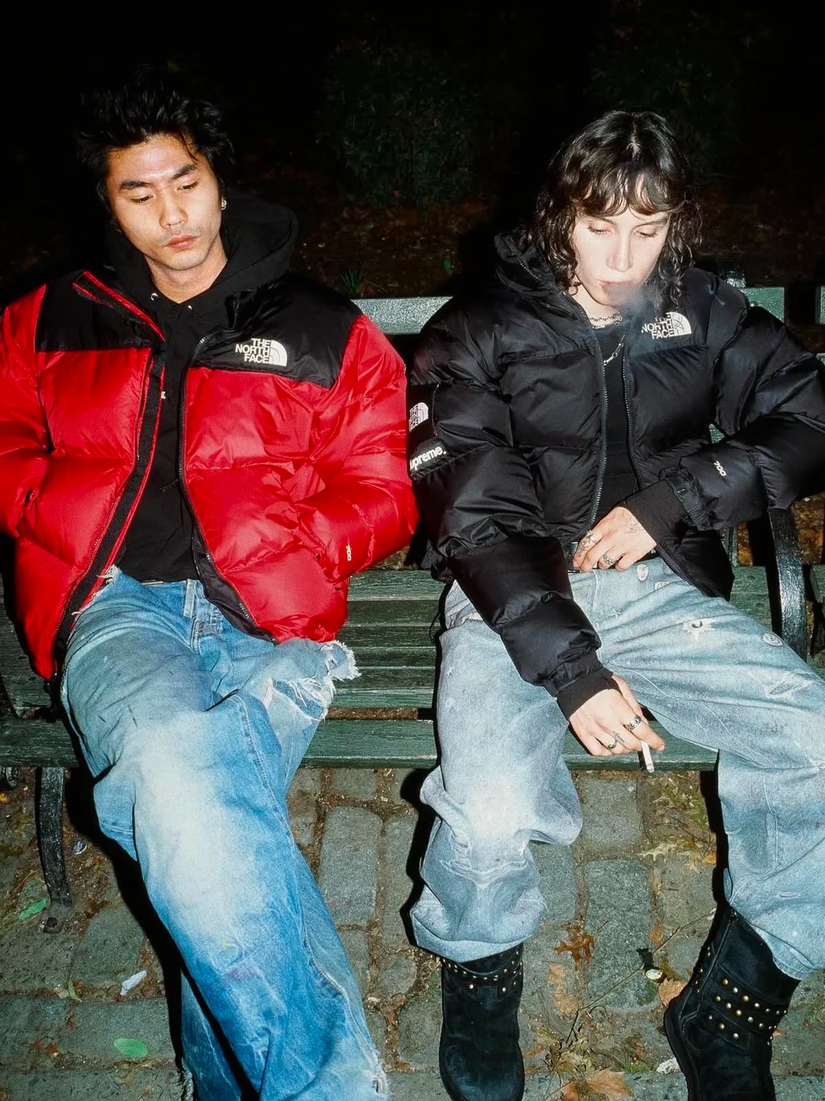 Supreme x The North Face Nuptse Jacket Red - 24FW 착용 스타일 - 2