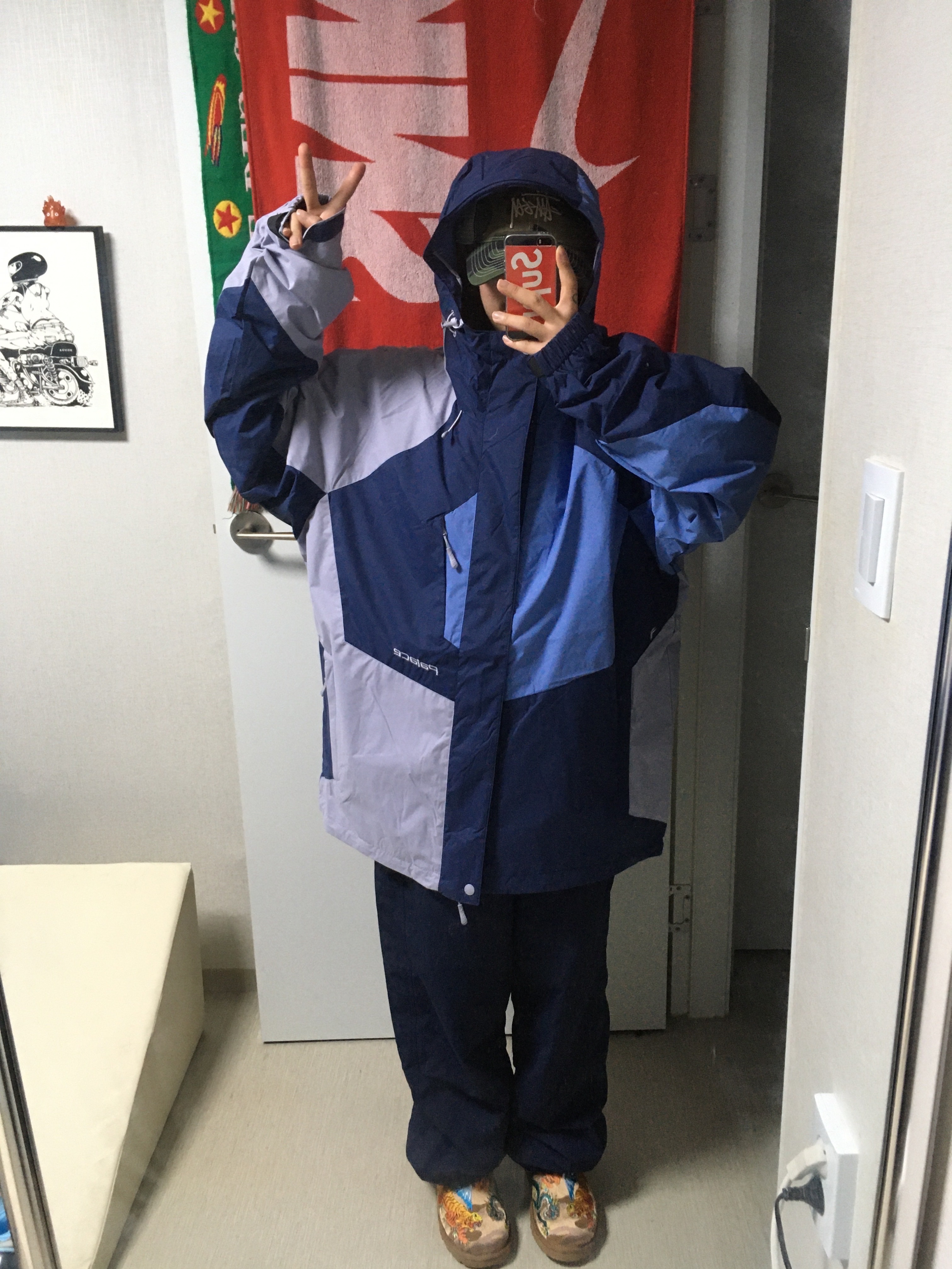 Palace More Powder Jacket Ultra Violet - 24FW 착용 스타일