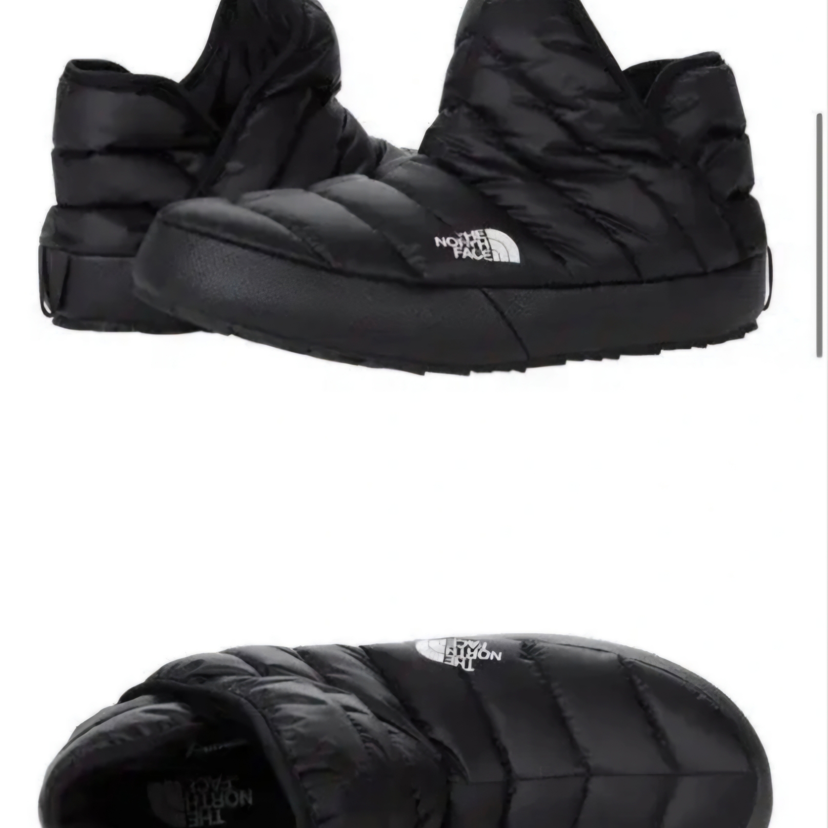 (W) The North Face Thermoball Traction Booties TNF Black TNF White 착용 스타일 - 2