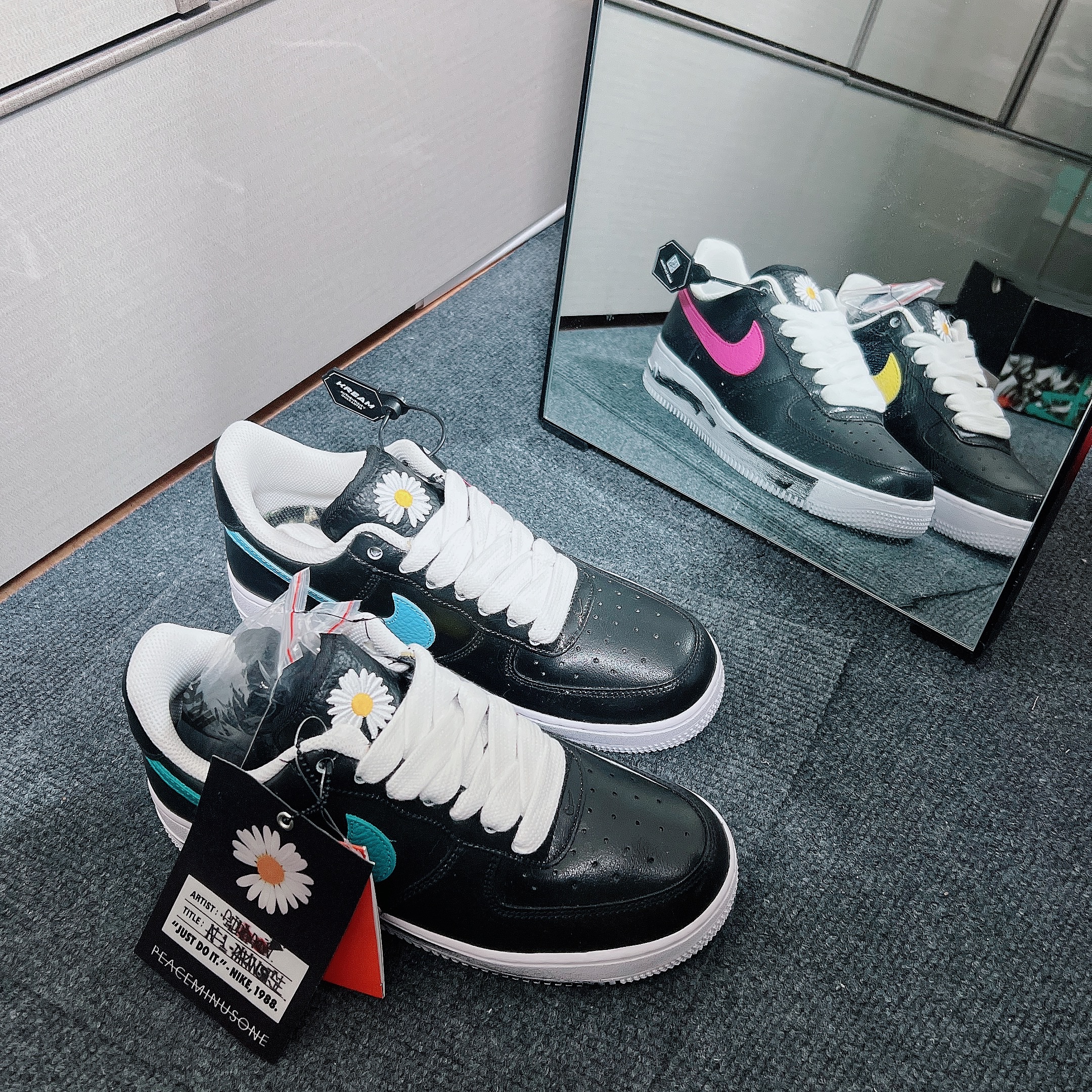 Nike x Peaceminusone Air Force 1 Low Para-Noise 3.0 Black and Multicolor 착용 스타일 - 1