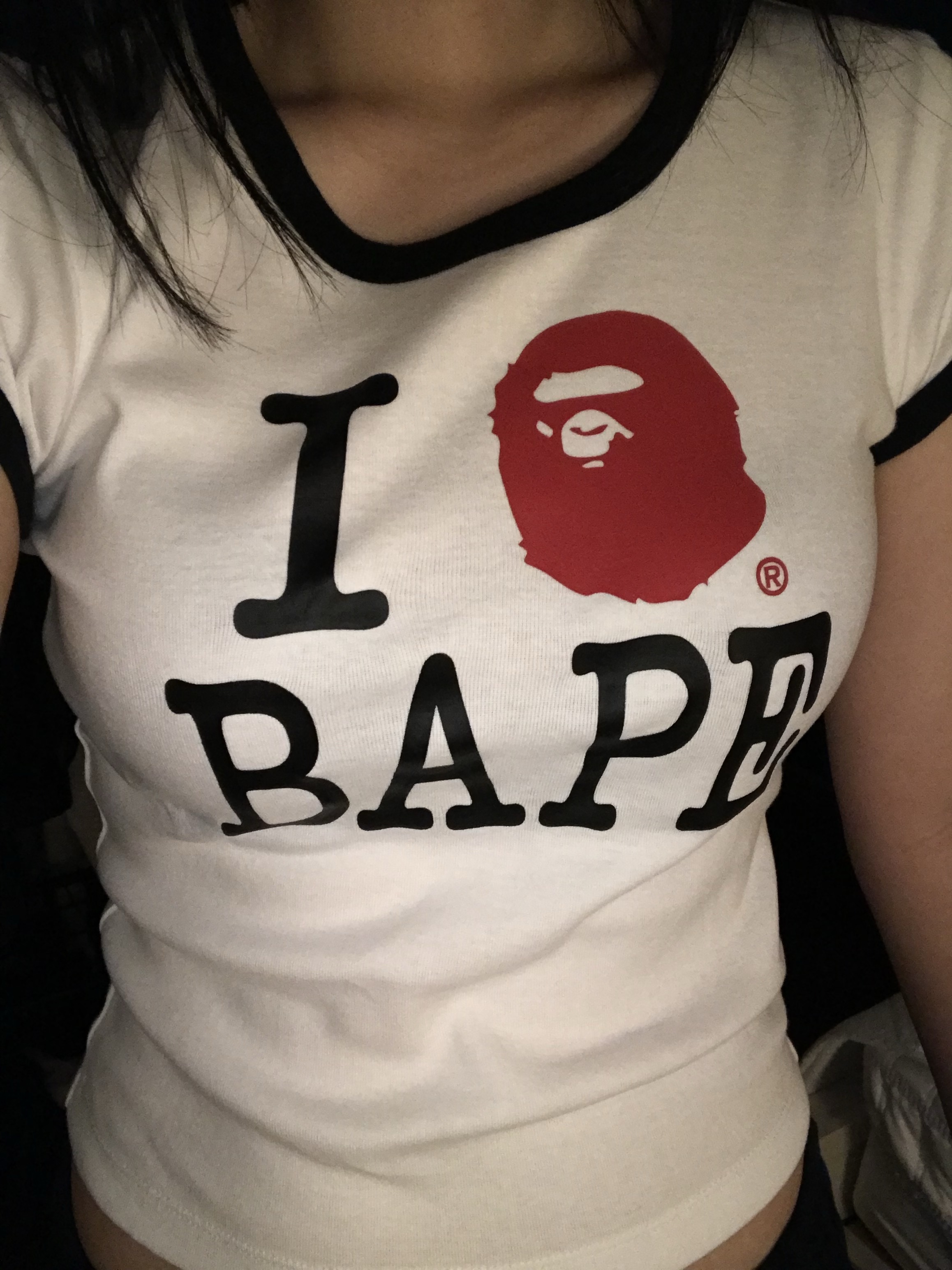(W) BAPE I Love BAPE Mini T-Shirt White 착용 스타일
