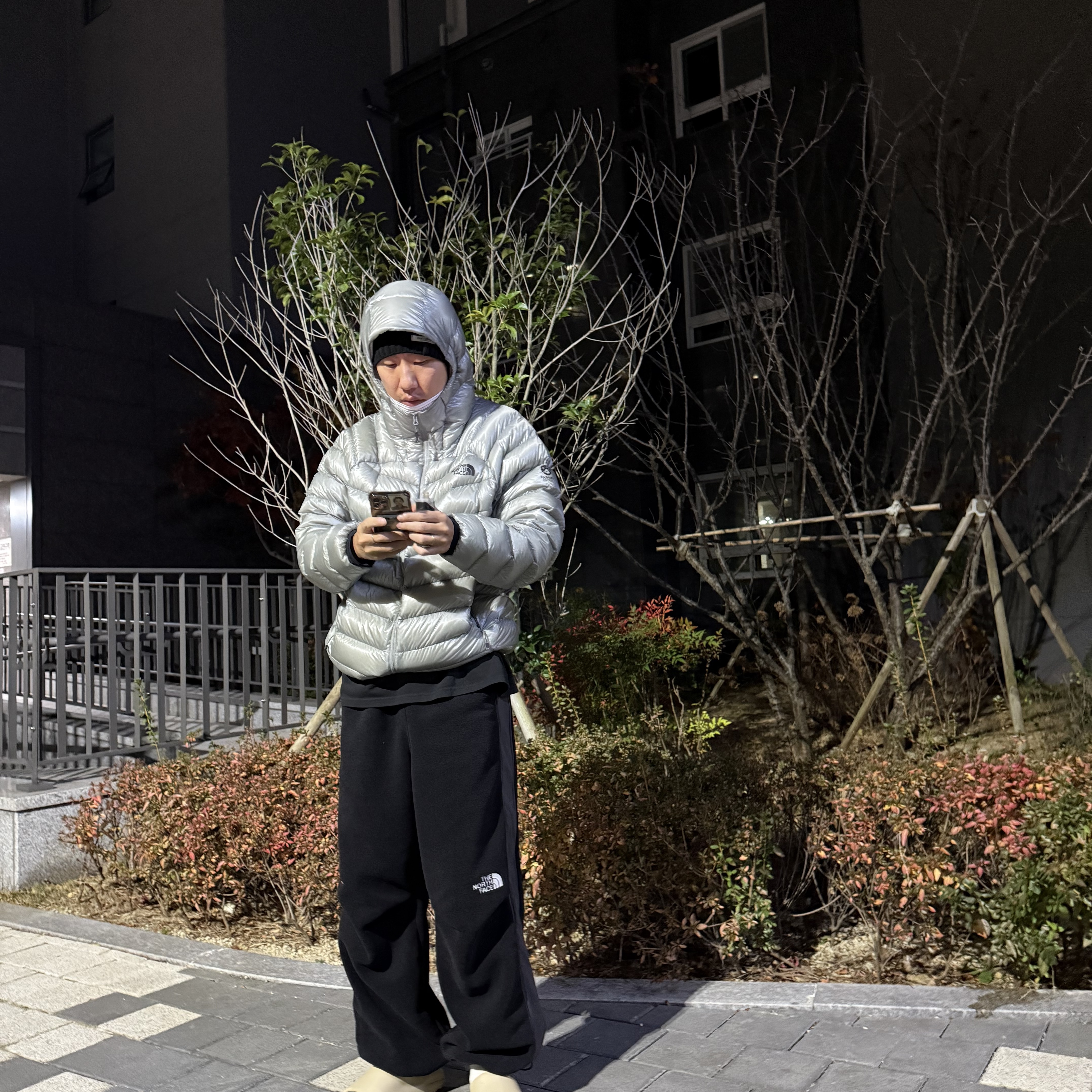 The North Face Summit Mattehorn RDS Down Jacket Light Gray 착용 스타일 - 1