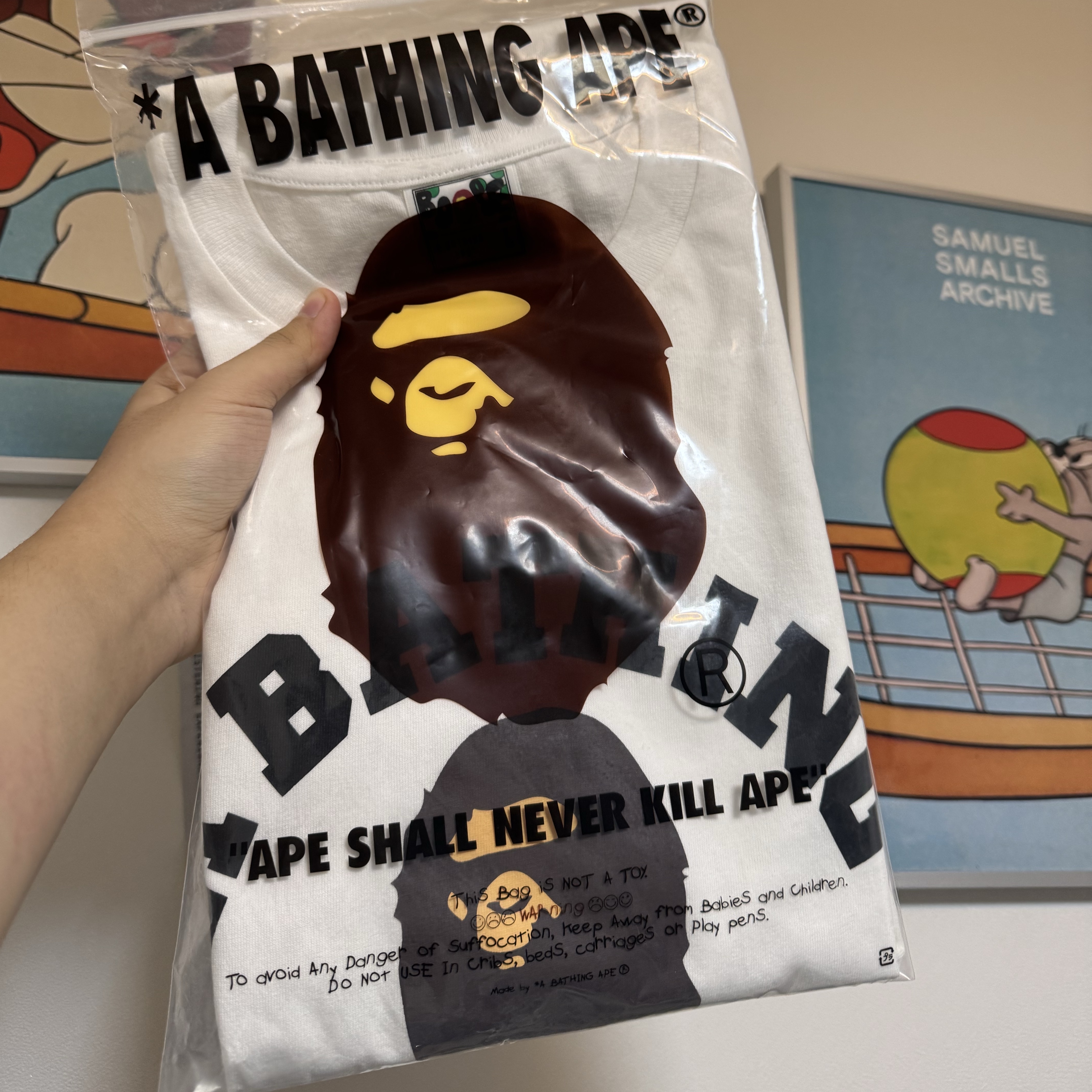BAPE College T-Shirt White 착용 스타일