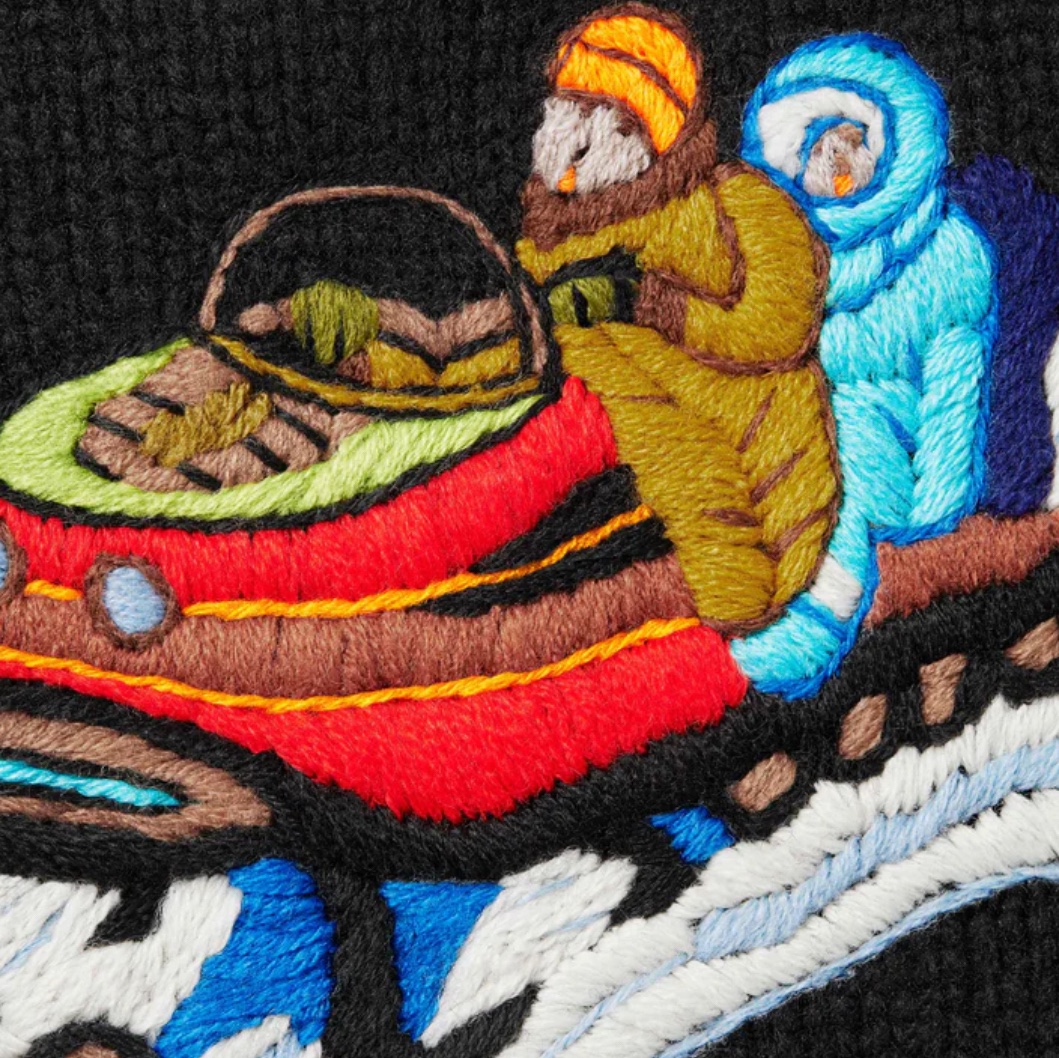 Supreme Snowmobile Sweater Black - 24FW 착용 스타일