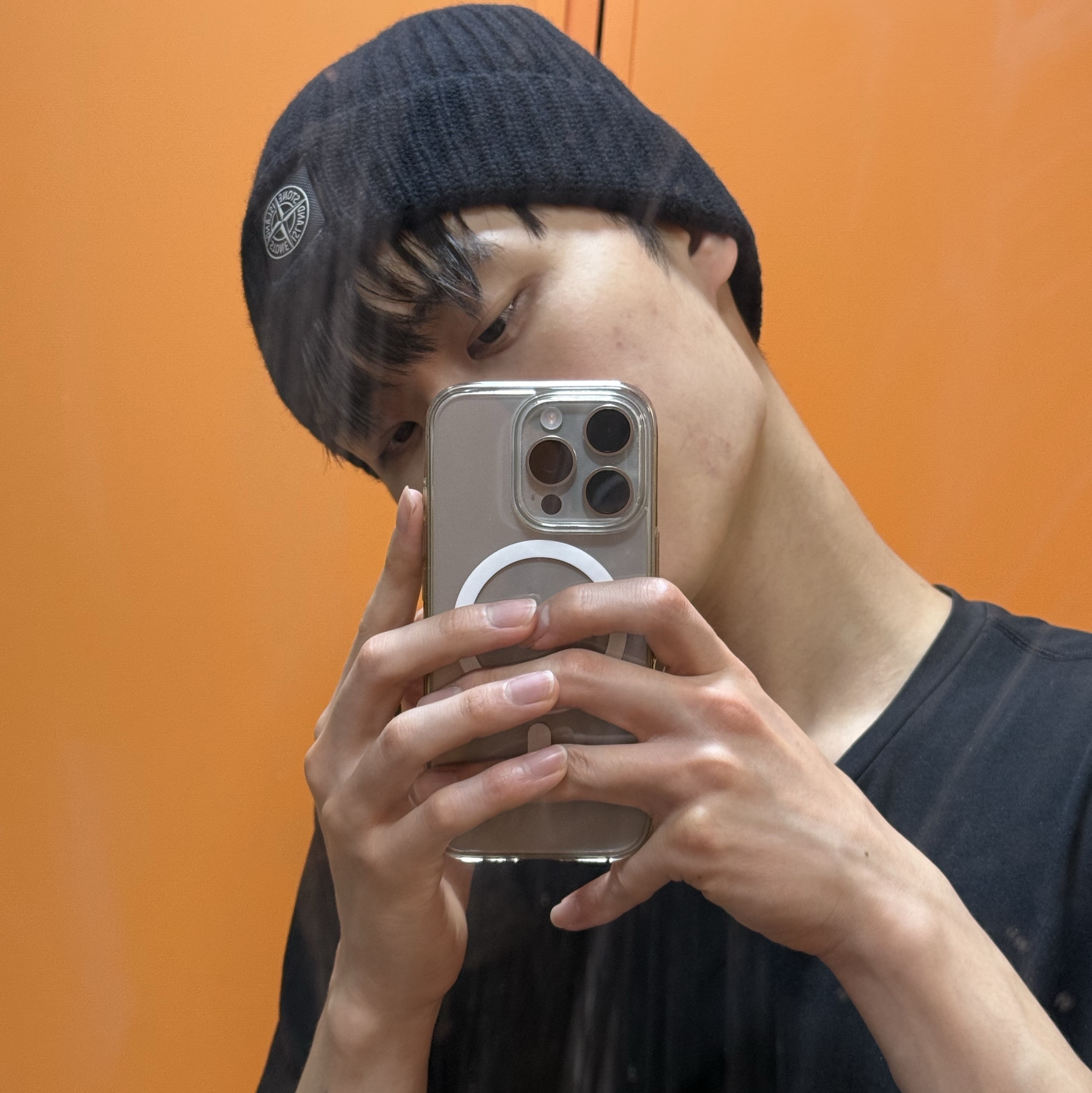 Stone Island N10B5 Ribbed Wool Beanie Black - 24FW 착용 스타일 - 1