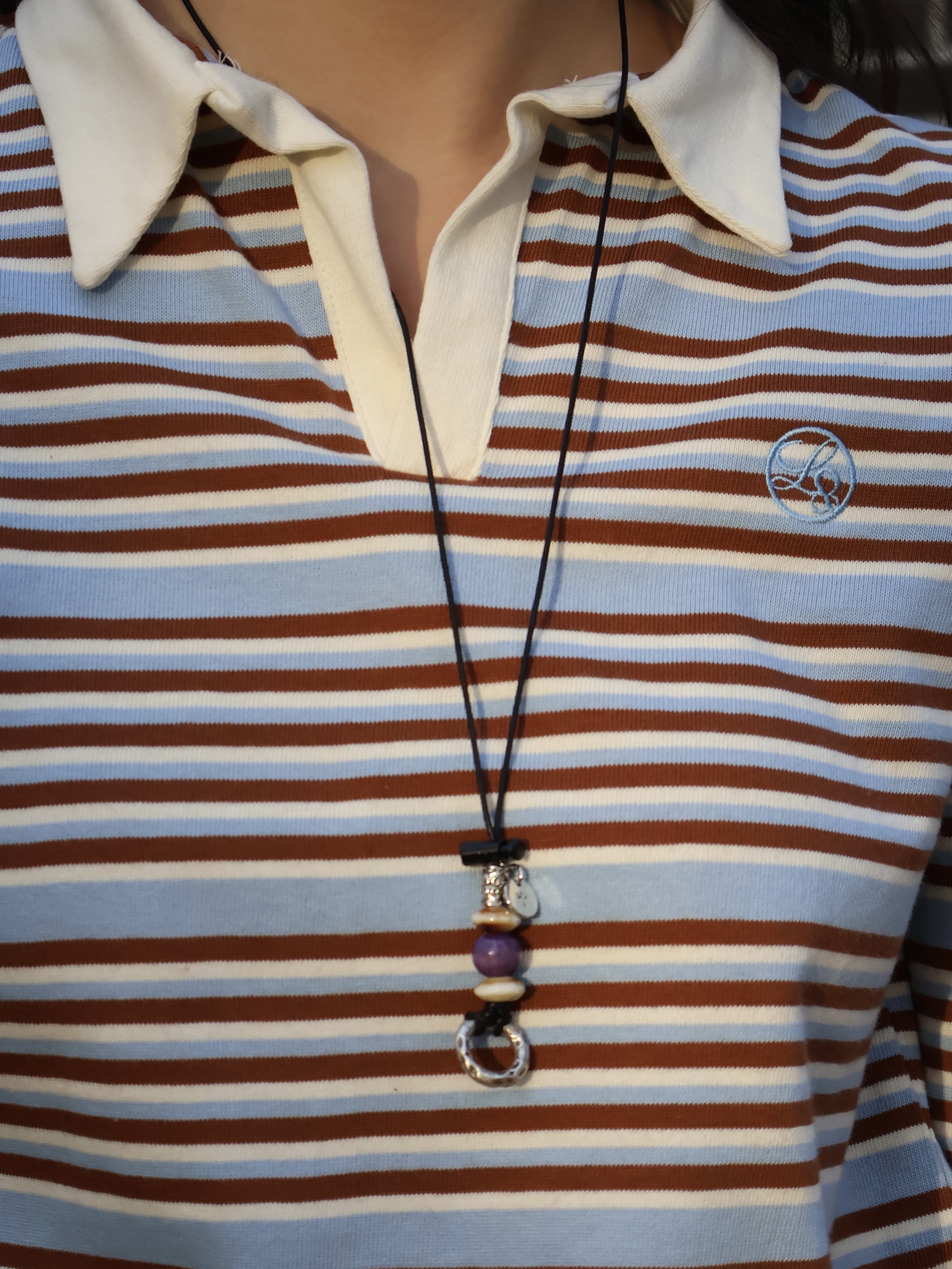 YOUCHE AR O-Ring Necklace 001 Purple, Adidas Superstar Chalky Brown 착용 스타일 - 3