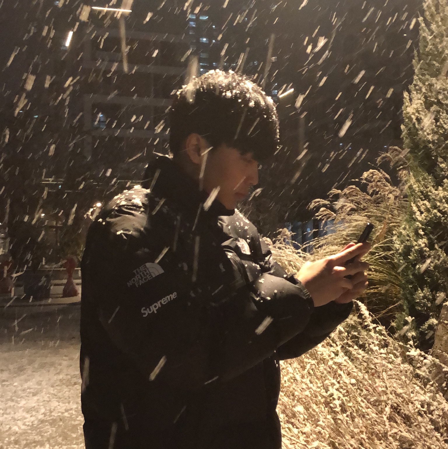 Supreme x The North Face Nuptse Jacket Black - 24FW 착용 스타일 - 1