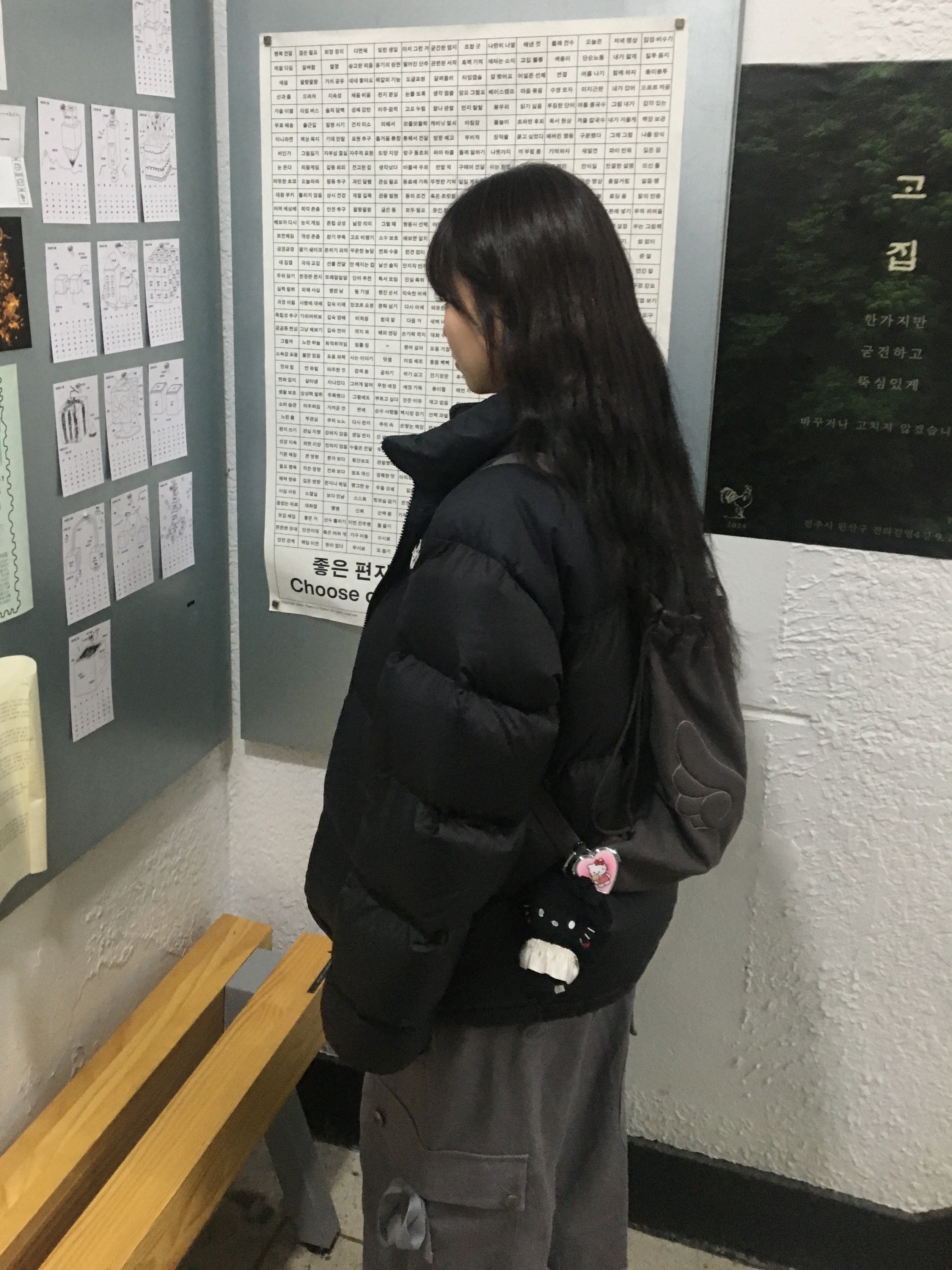 Subu x Coyseio Angel Wing Padding Shoes Charcoal, The North Face 1996 Eco Nuptse Jacket Black 착용 스타일 - 3