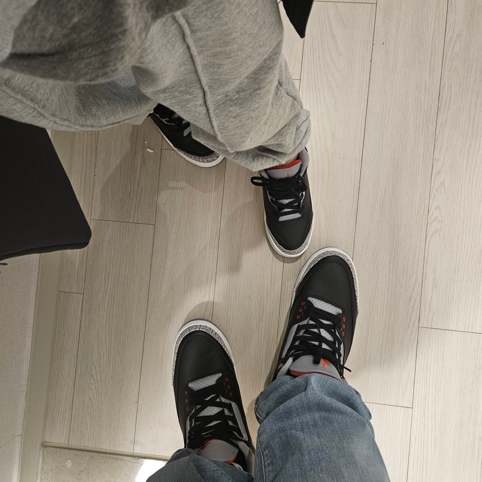 Jordan 3 Retro Black Cement 2024, (GS) Jordan 3 Retro Black Cement 2024 착용 스타일