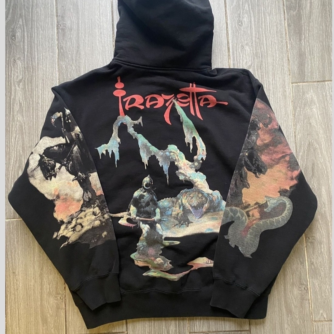 Supreme Frazetta Zip Up Hooded Sweatshirt Black - 24FW 착용 스타일 - 3