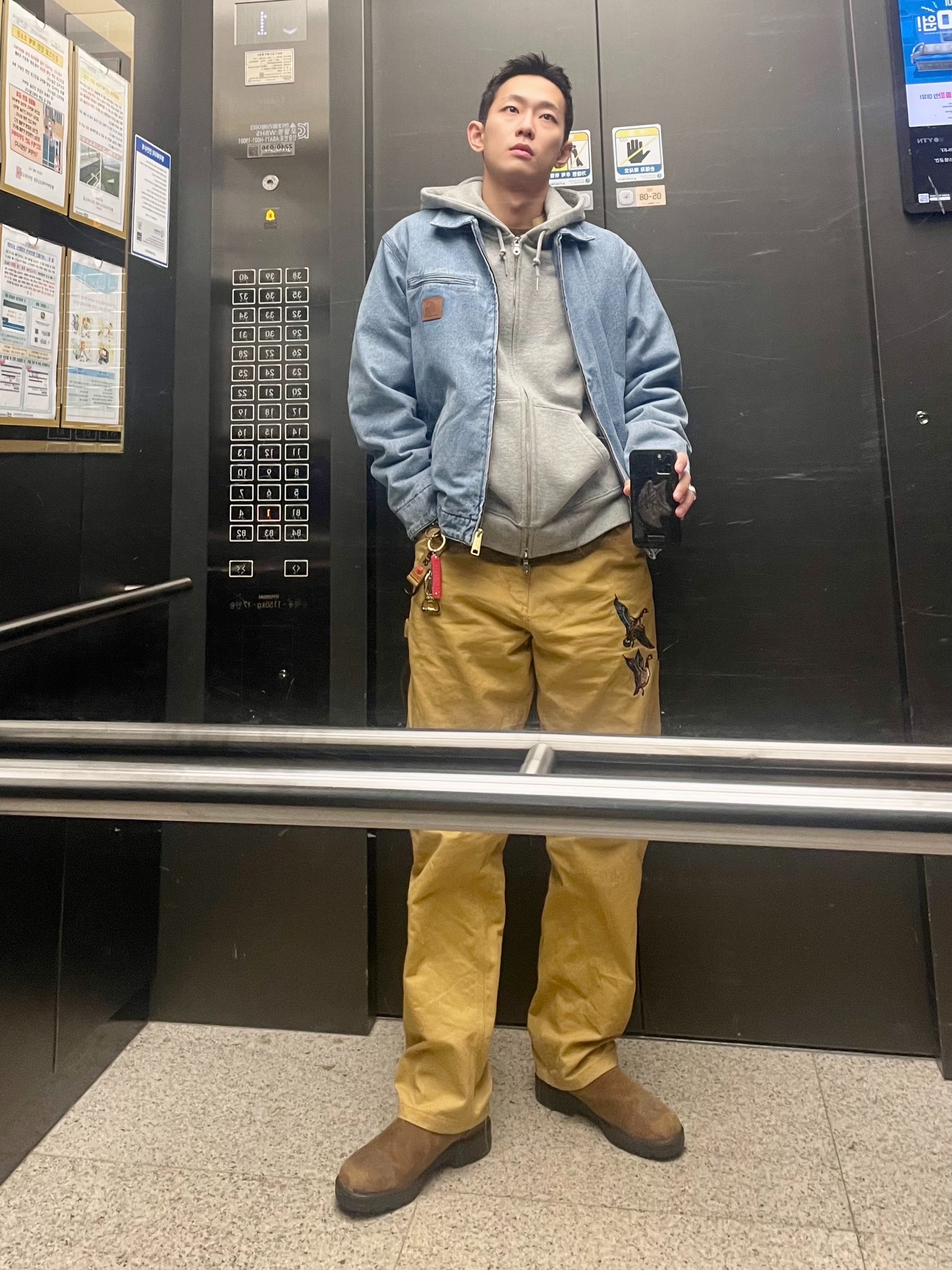 Carhartt WIP Unlined Dearborn Canvas Detroit Jacket Bay Blue Aged Canvas - Spring 착용 스타일