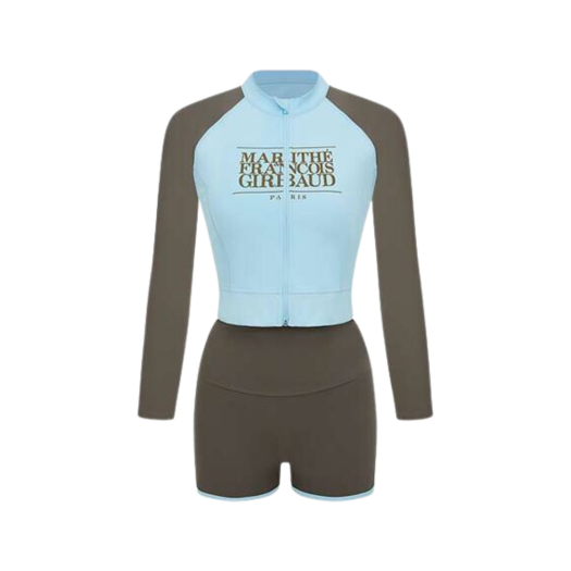 (W) Marithe Francois Girbaud x Arena Classic Logo Crop Rash Guard Set Up Brown