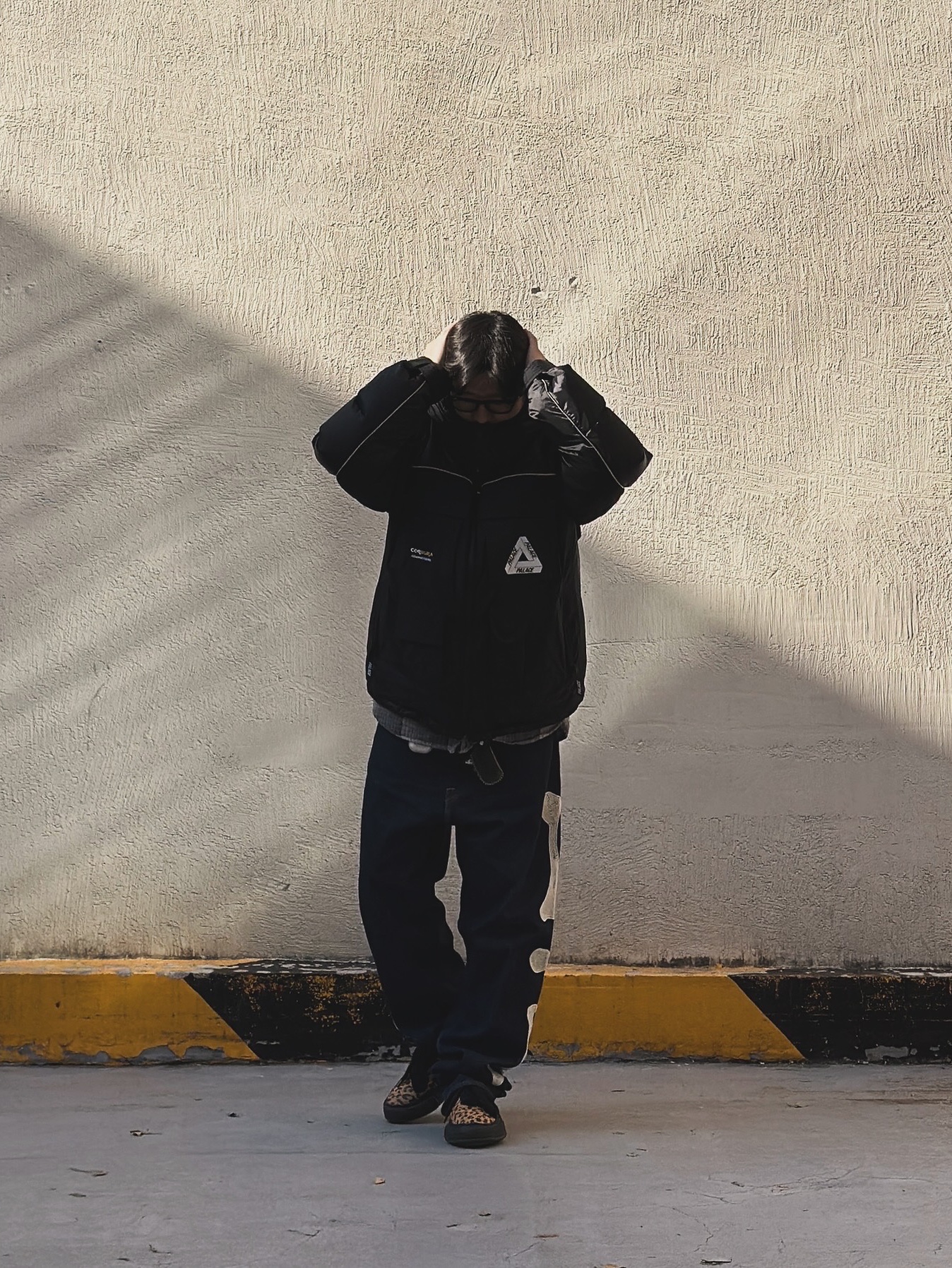 Junya Watanabe x Palace Cordura Nylon Jacket Black, Kapital 12.5 oz. Denim Mexican Tuxedo 5P Okagilly Pants Indigo 착용 스타일 - 4