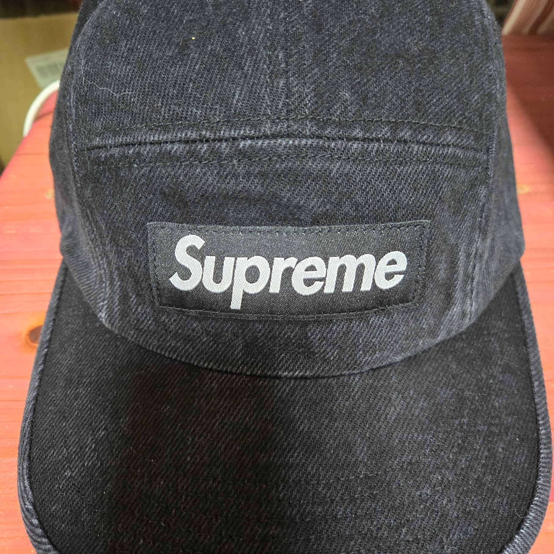 Supreme Denim Camp Cap Black - 24FW 착용 스타일