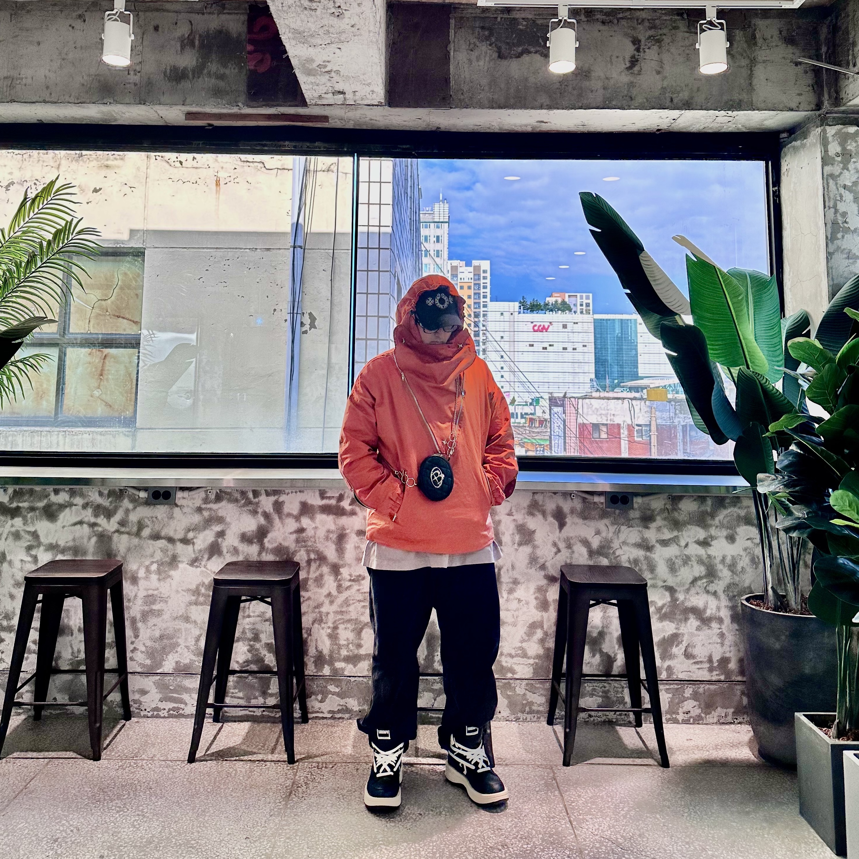 Gentle Monster x Maison Margiela MM114 Black Clear, Stussy Washed Canvas Big OL' Jean Black 착용 스타일 - 2