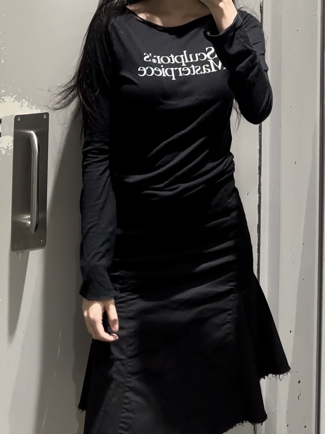(W) Sculptor Masterpiece Sheer Top Black, (W) Zara Buckled Biker Flat Ankle Boots Brown 착용 스타일 - 3