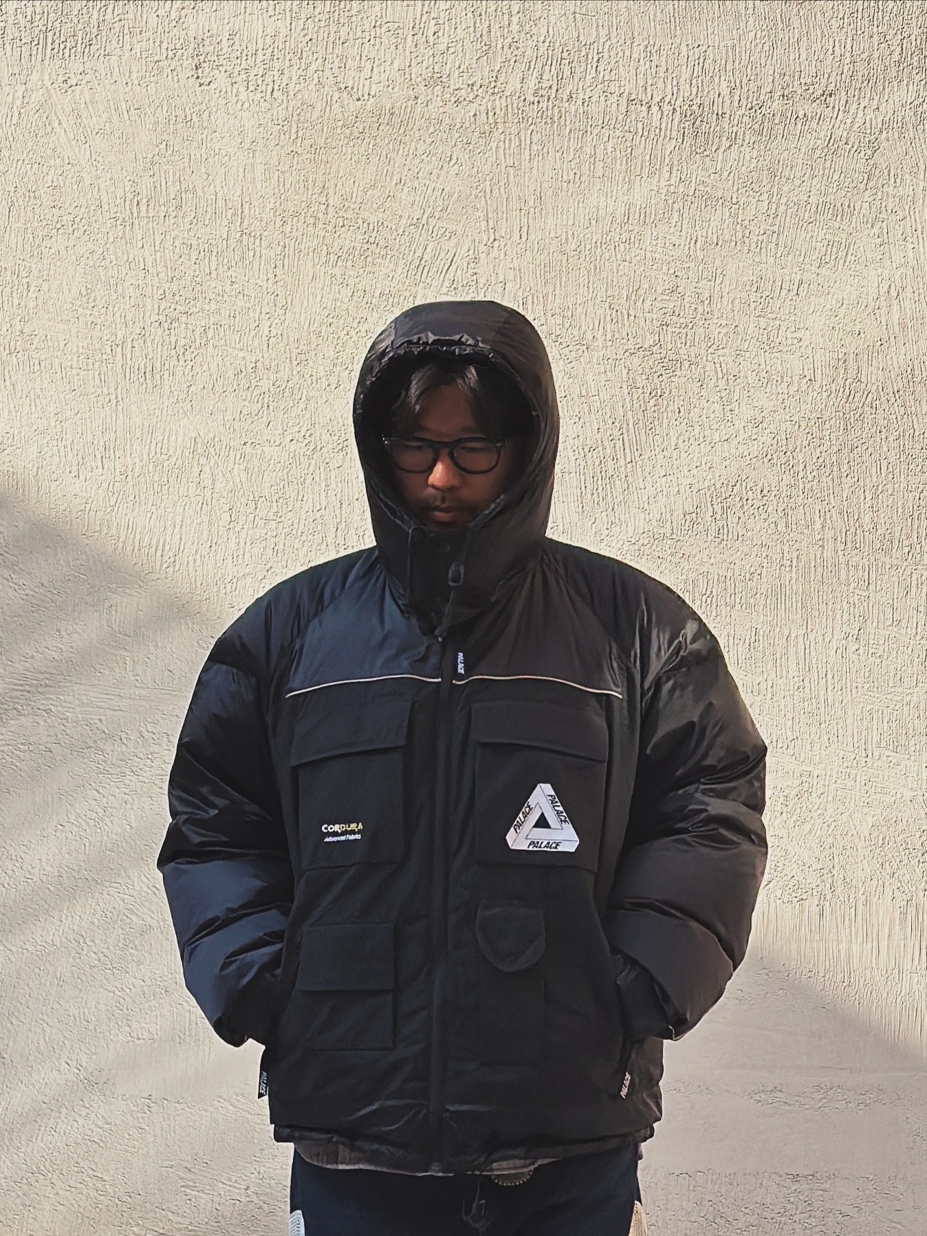 Junya Watanabe x Palace Cordura Nylon Jacket Black, Kapital 12.5 oz. Denim Mexican Tuxedo 5P Okagilly Pants Indigo 착용 스타일 - 2