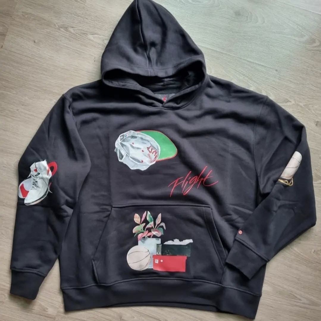 Jordan Flight Artist Series By Jacob Rochester Fleece Pullover Hoodie Black - Asia 착용 스타일