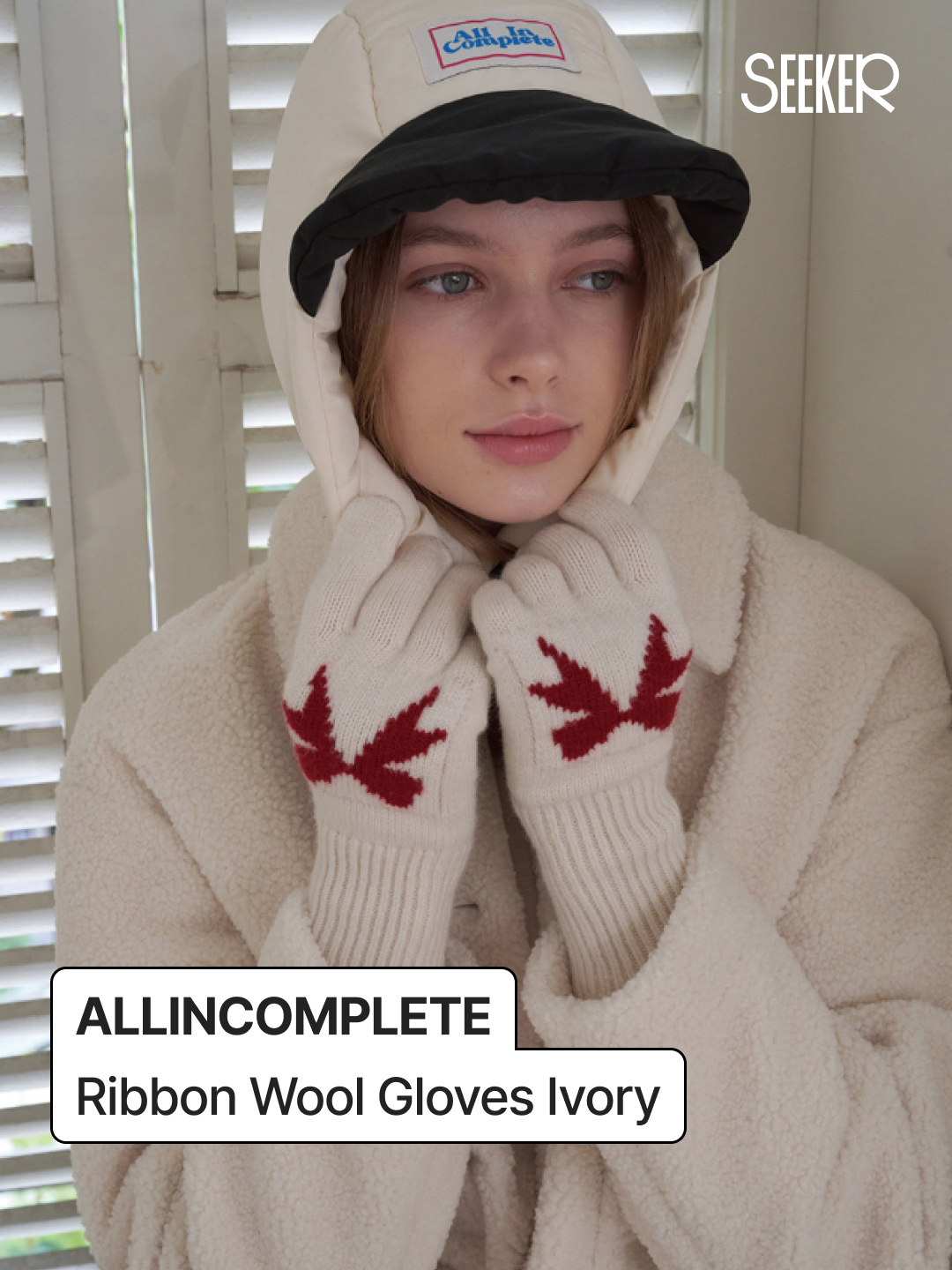 Perverze x Subu Women Multiple Winter Sandal Black - 24FW, Allincomplete Ribbon Wool Gloves Ivory 착용 스타일 - 4